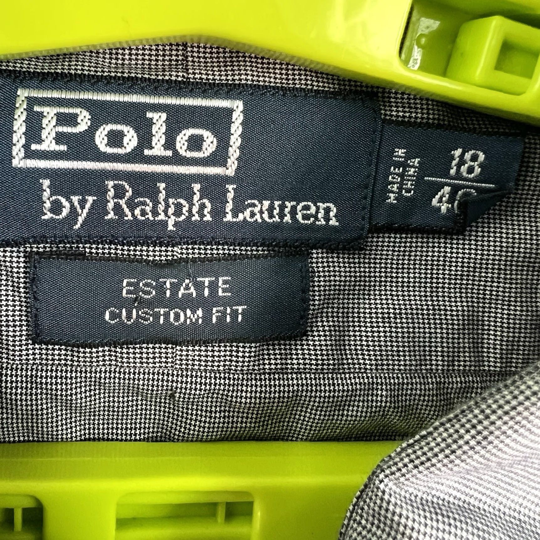 Ralph Lauren VINTAGE Polo Ralph Lauren Estate Custom Barrel Cuff Houndstooth Shirt Mens 18 /46 Gray Size US XXL / EU 58 / 5 - 6 Thumbnail