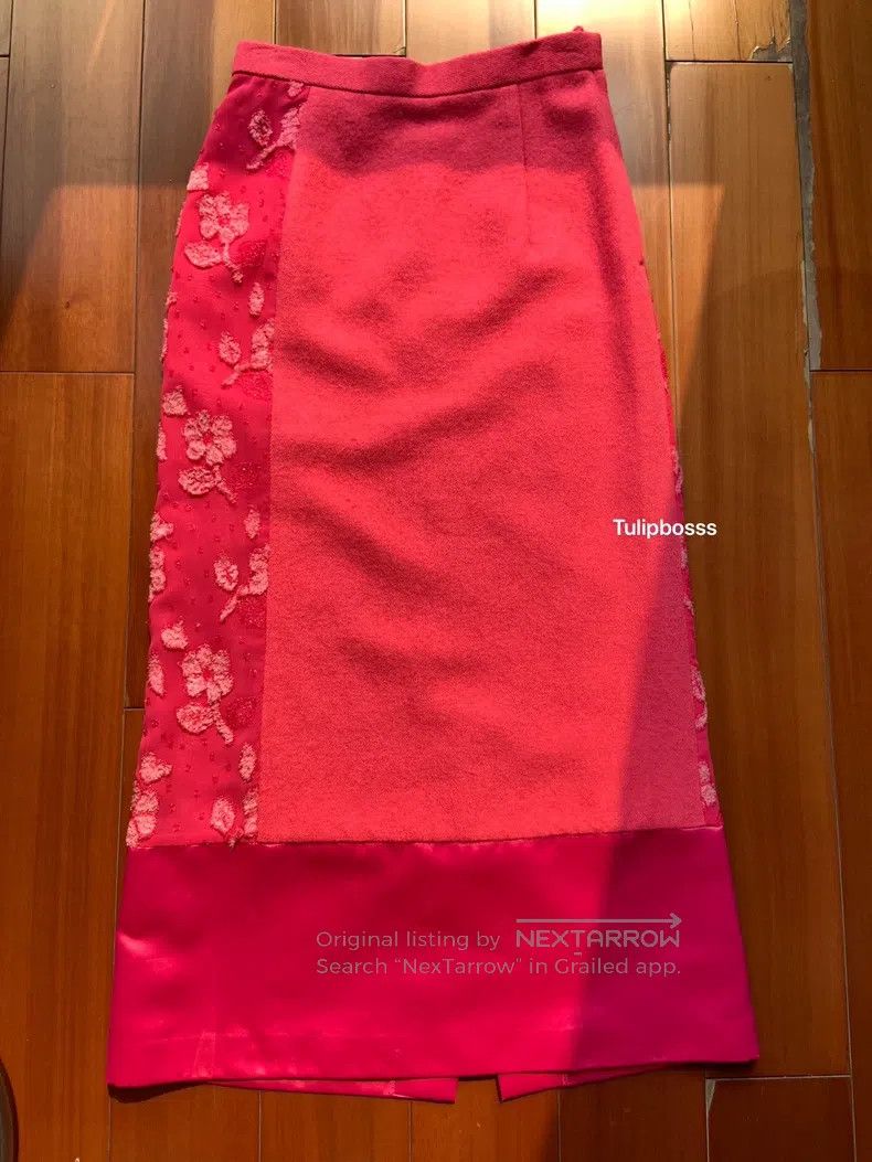 Comme des Garcons Comme Des Garcons size M Fuchsia patchwork velvet satin sh Size 23" - 2 Thumbnail