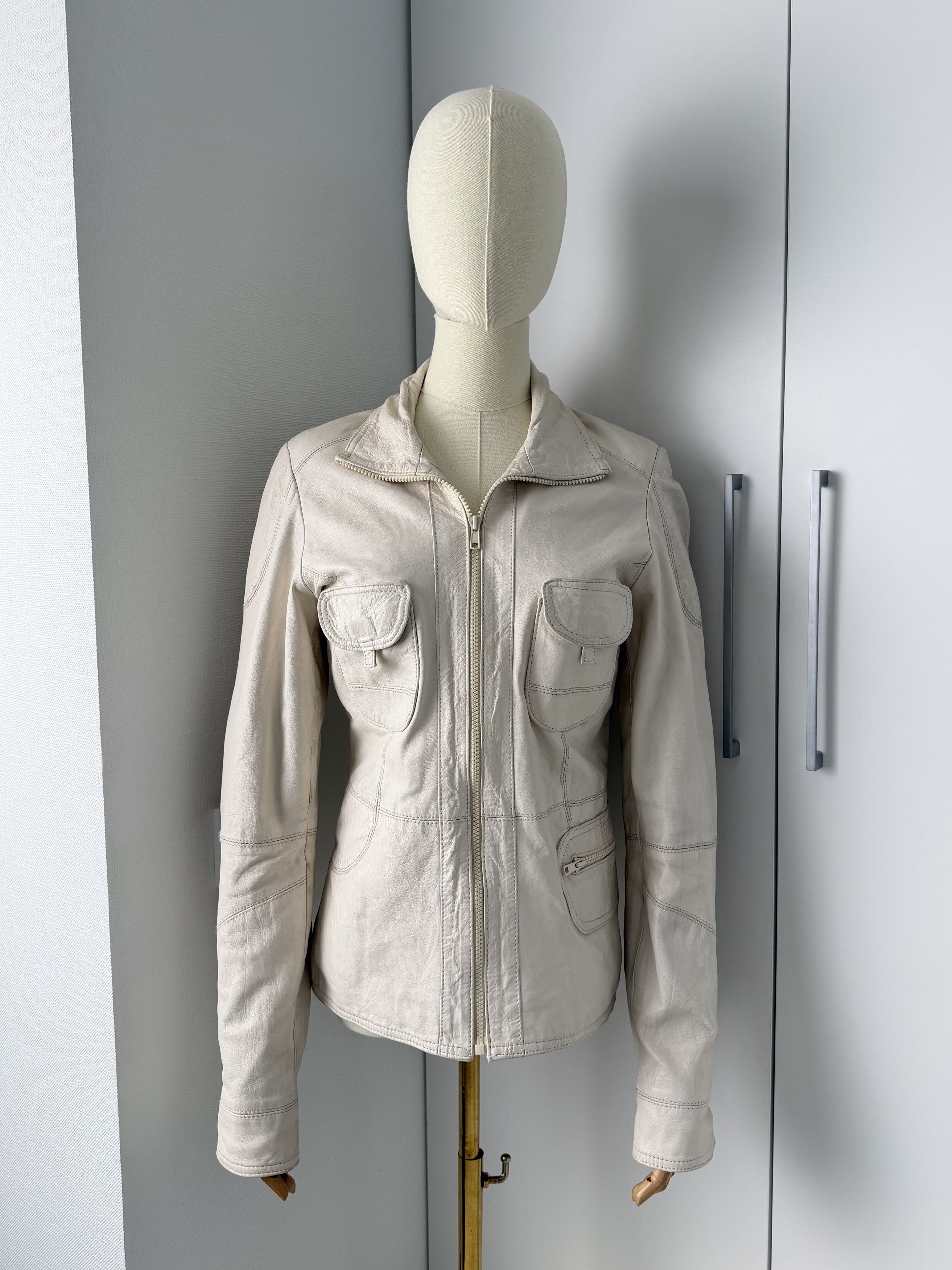 Genuine Leather Leather Jacket Women Zip Utility Fitted Pocket Y2K Size M Size M / US 6-8 / IT 42-44 - 1 Thumbnail