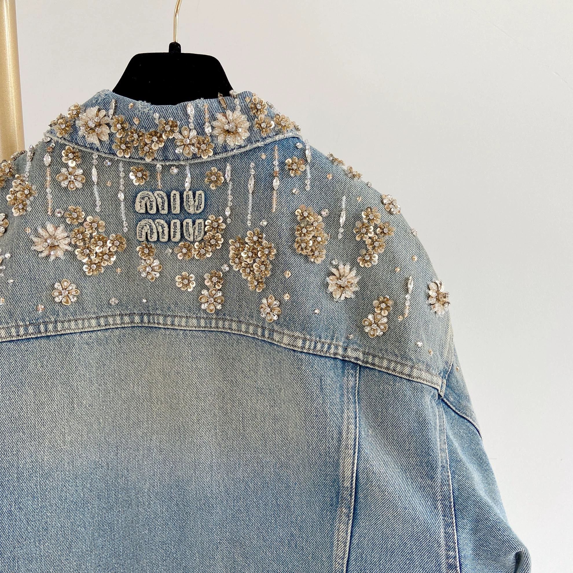 Miu Miu MIU MIU Beaded Studded Denim Jacket 40 Size S / US 4 / IT 40 - 6 Thumbnail