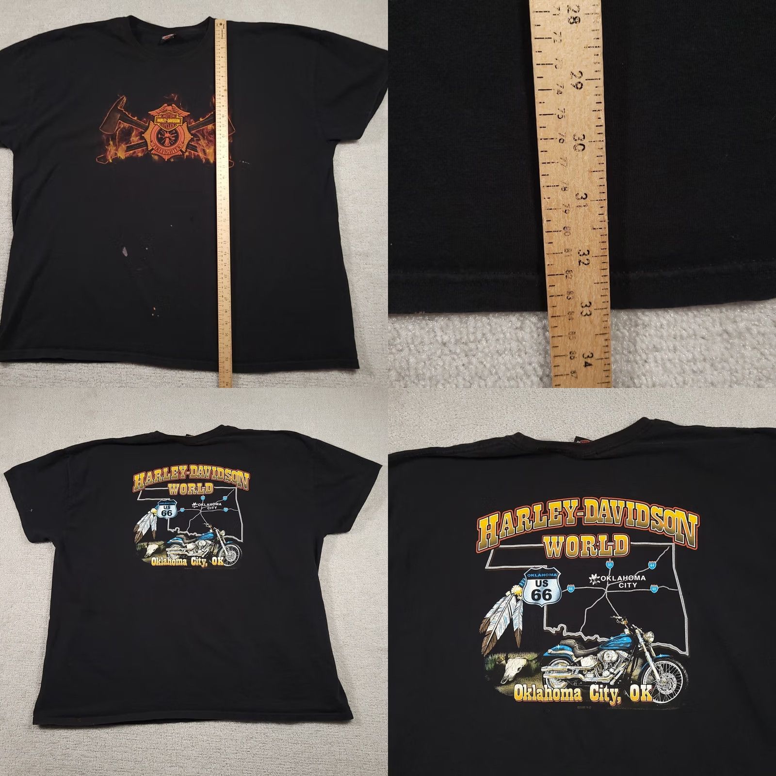 Harley Davidson Harley-Davidson World Oklahoma City Shirt Mens 4XL Black Firefighter Grunge Rip T-Shirt Size US XXL / EU 58 / 5 - 9 Thumbnail