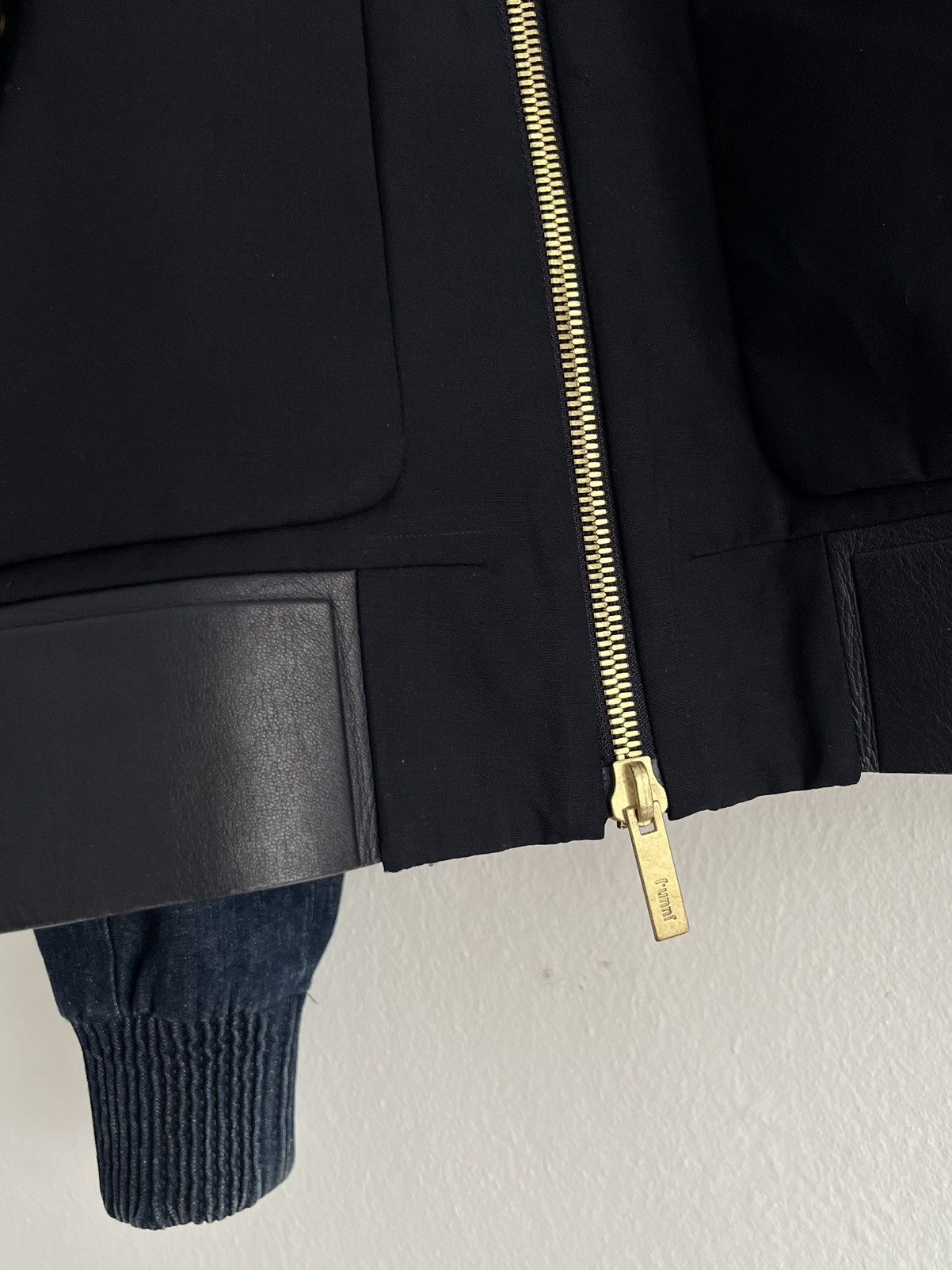 Juun.J Juun.J Leather Accented Navy Bomber Jacket Avant Garde Size US S / EU 44-46 / 1 - 7 Thumbnail
