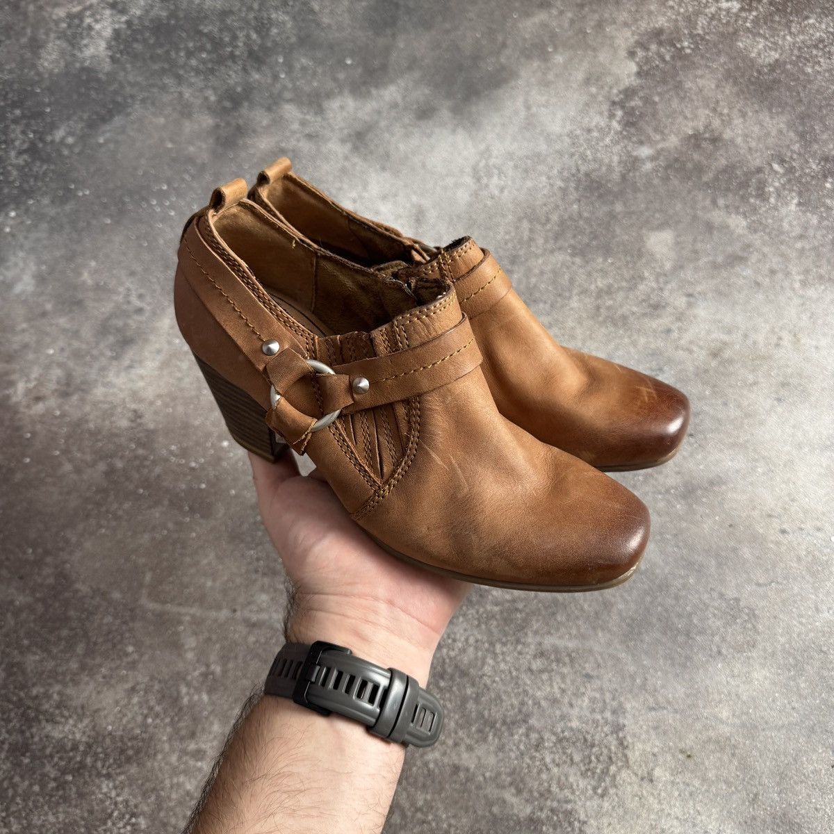 Hysteric Glamour Y2K Strap Details Real Faded Leather Boots Mary Jane Heels Size US 7 / IT 37 - 2 Thumbnail