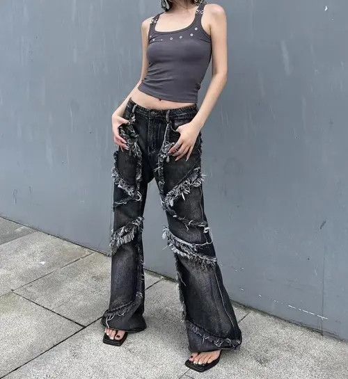 VIBE Embroidered Stripe Wide Leg Flare Jeans Size US 32 / EU 48 - 4 Thumbnail