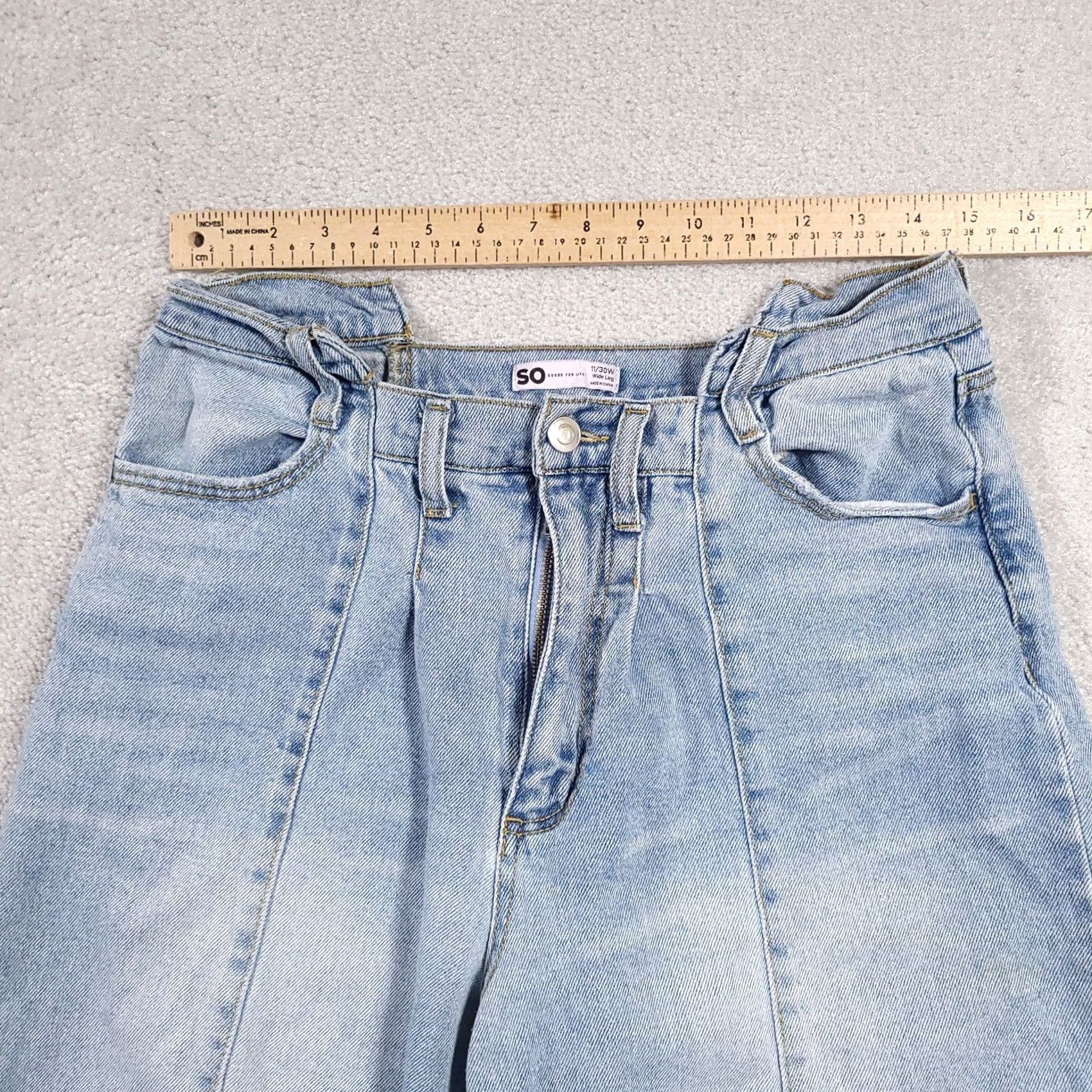 Vintage SO Pieced Angled Wide Leg Jeans High Rise Women's 11/30W Hippie Festival Grunge 90s Y2k Hippie Western Mom Cowgirl Distressed Blue Denim Jeans Women Size 32" / US 10 / IT 46 - 6 Thumbnail