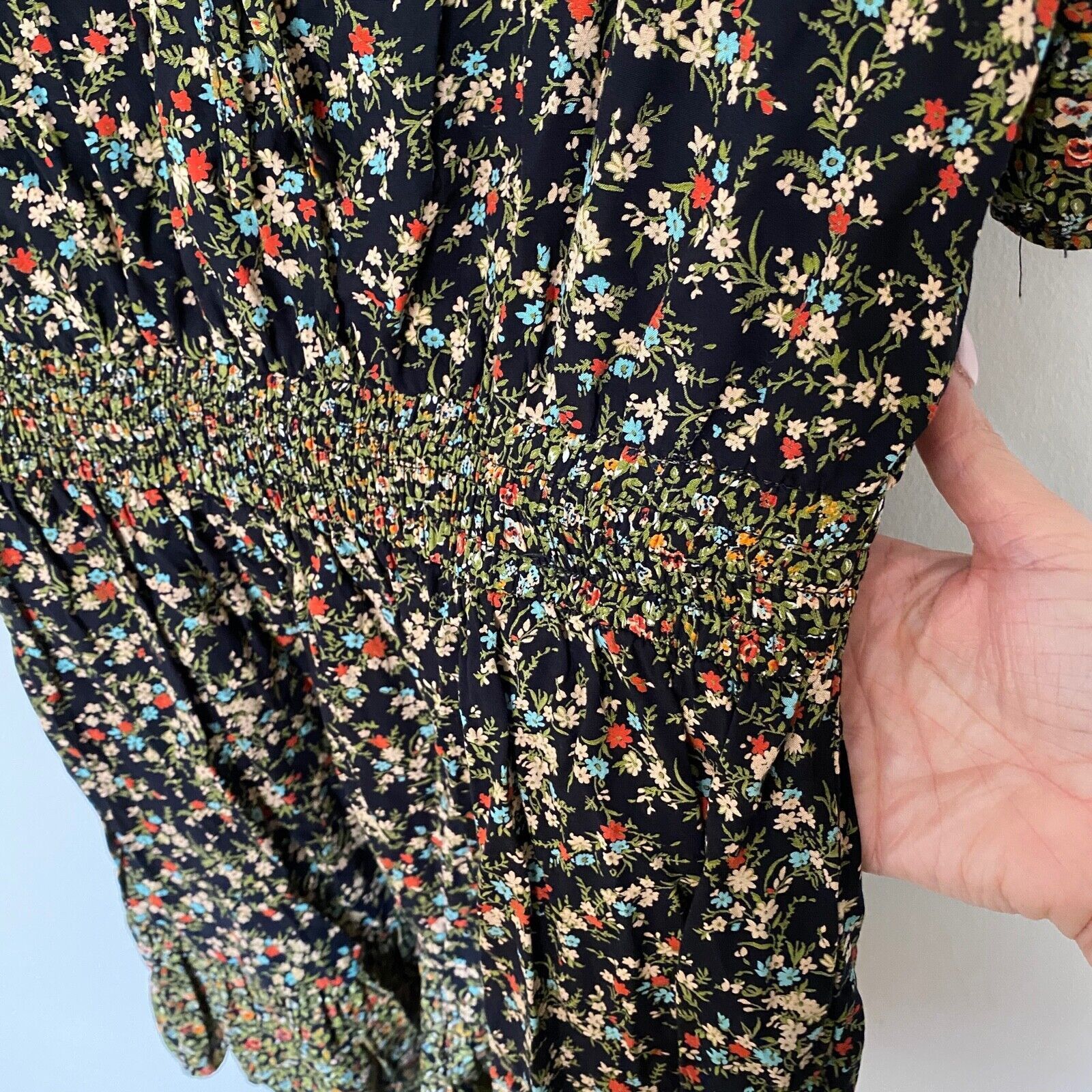 Zara Zara Black Multi Floral Tiered Ruffle Mini Tie Front Small Size S / US 4 / IT 40 - 7 Thumbnail