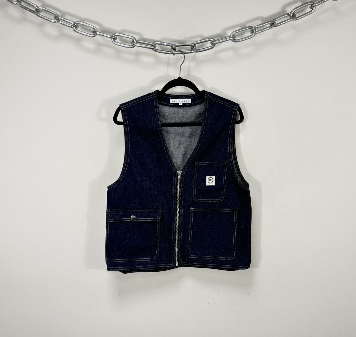 Other Mir Studio Workshop Y2K Navy Blue Hype Denim Vest Jacket Size US S / EU 44-46 / 1 - 1 Thumbnail