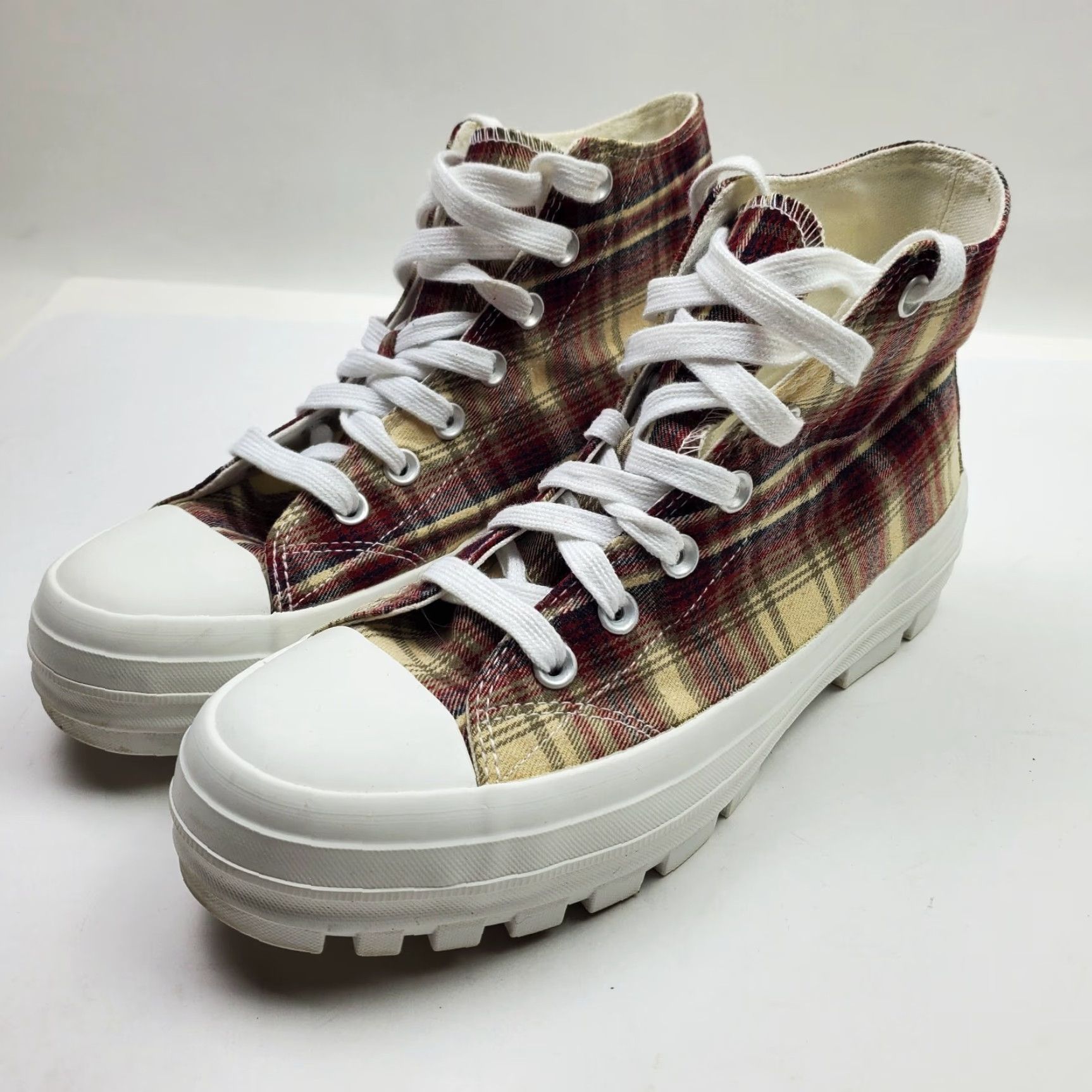 Vintage Womens Sneakers Hi Top Size 9 Y2K Canvas Plaid Lugs Chunky Sole Shoes Size M / US 6-8 / IT 42-44 - 2 Thumbnail