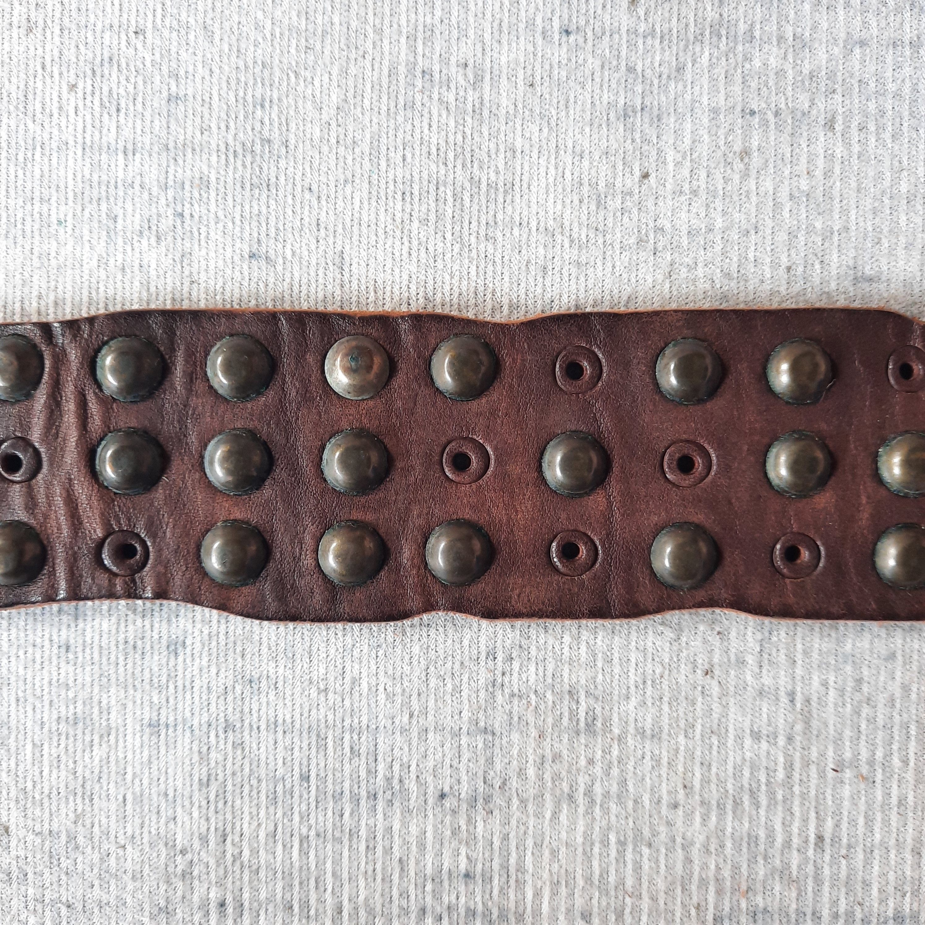 PPFM ⚙️ Vintage diesel solid brass stud punk leather belt Size ONE SIZE - 8 Thumbnail
