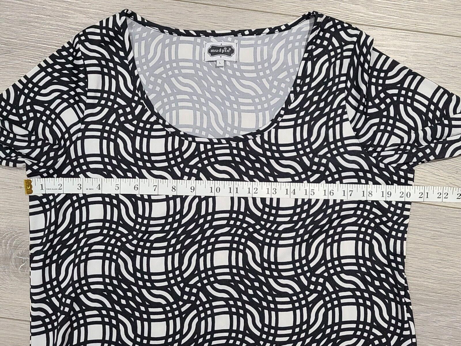 Designer Mudpie Dress Large Black White Stretch Sheath 3/4 Sleeve Size L / US 10 / IT 46 - 5 Thumbnail