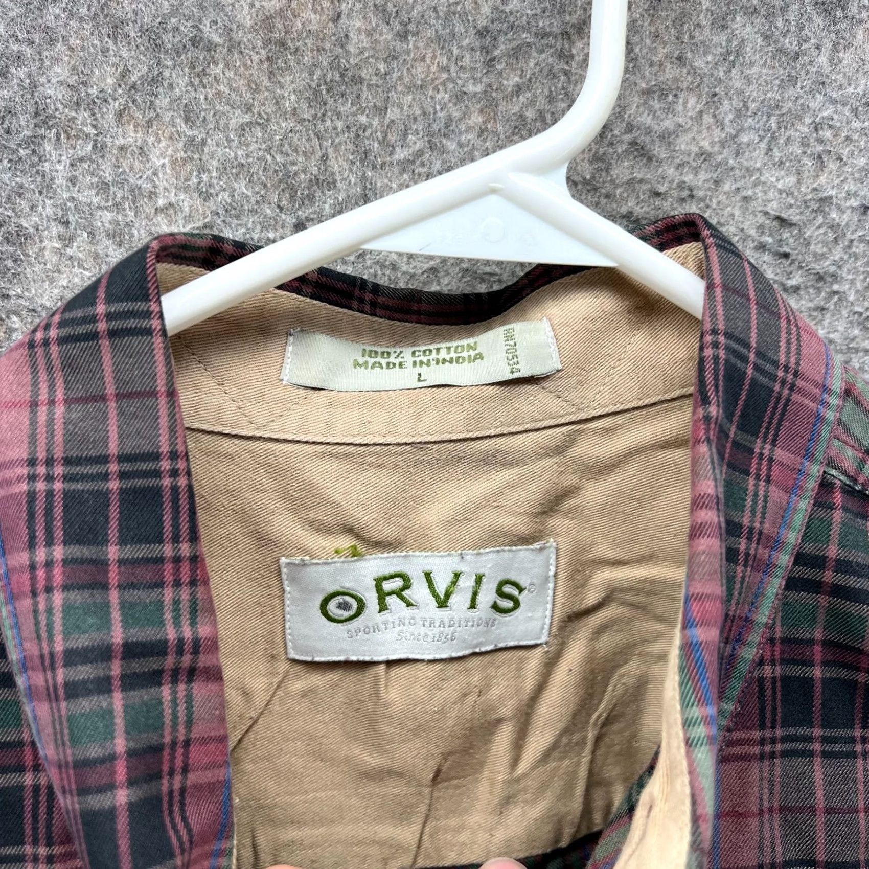 Orvis VINTAGE Orvis Shirt Mens Large Red Green Button Down Tattersall Plaid Flannel Cotton Size US L / EU 52-54 / 3 - 3 Thumbnail