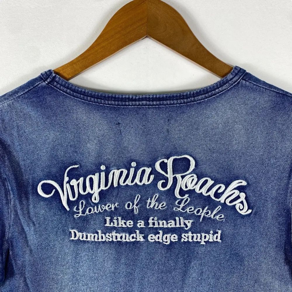 In The Attic IN THE ATTIC Embroidery Logo Indigo Washed Vneck Tee Shirt Size US M / EU 48-50 / 2 - 2 Thumbnail
