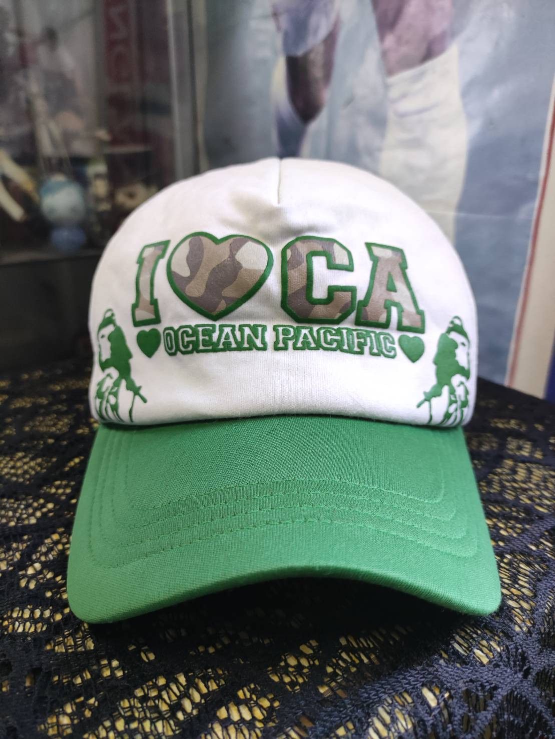 Ocean Pacific Vtg 00's Ocean Pacific " I LOVE CA " Camo Font Trucker Cap Size ONE SIZE - 1 Thumbnail