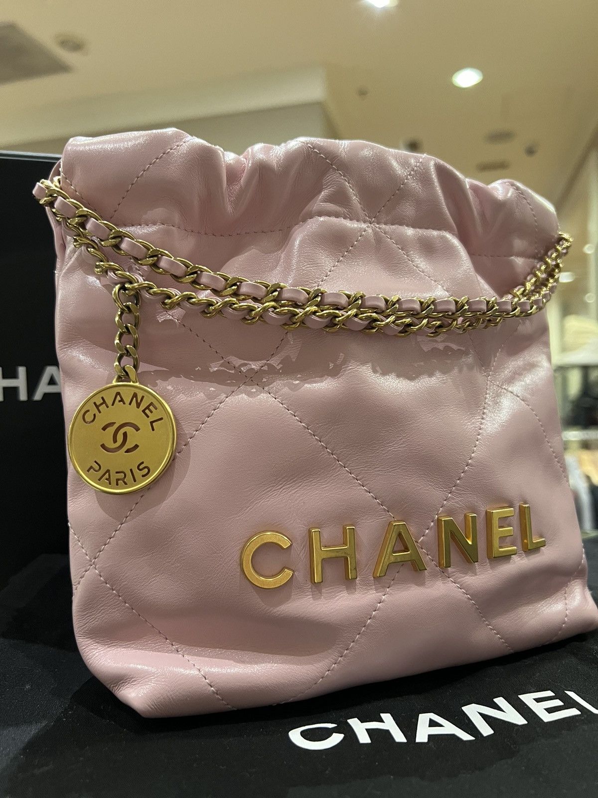 Chanel Chanel Mini Quilted 22 Hobo Bag Pink Size ONE SIZE - 2 Thumbnail