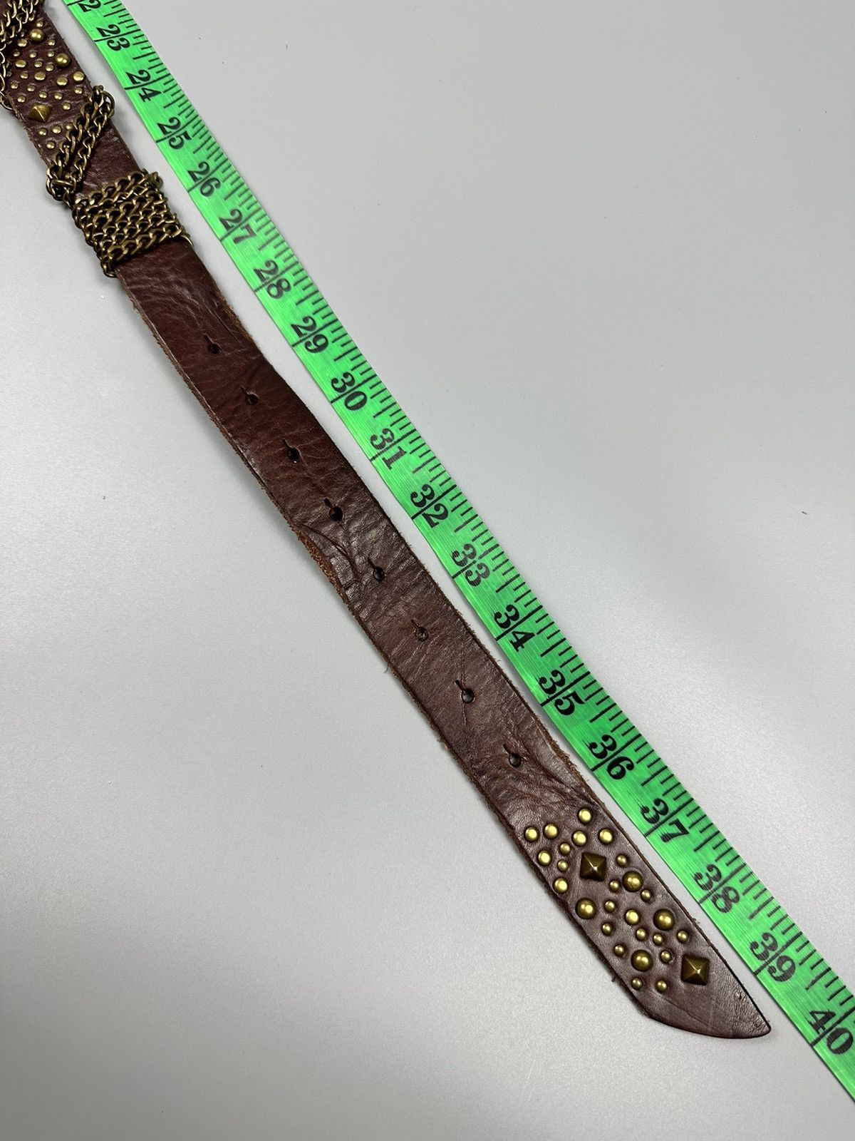 Japanese Brand Rare Gothic Celtic Flower Buckle Studded Leather Belt Size 34 - 11 Thumbnail
