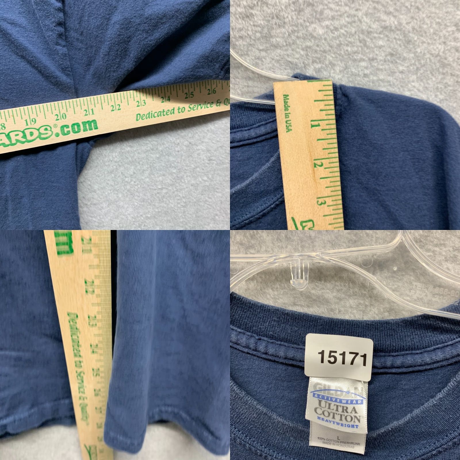 Gildan VINTAGE Gildan Shirt Mens T-Shirt 90s Blue Cotton Short Sleeve Crew Neck Large 90s Mens Cotton Tee Blue Gildan Shirt Size US L / EU 52-54 / 3 - 9 Thumbnail