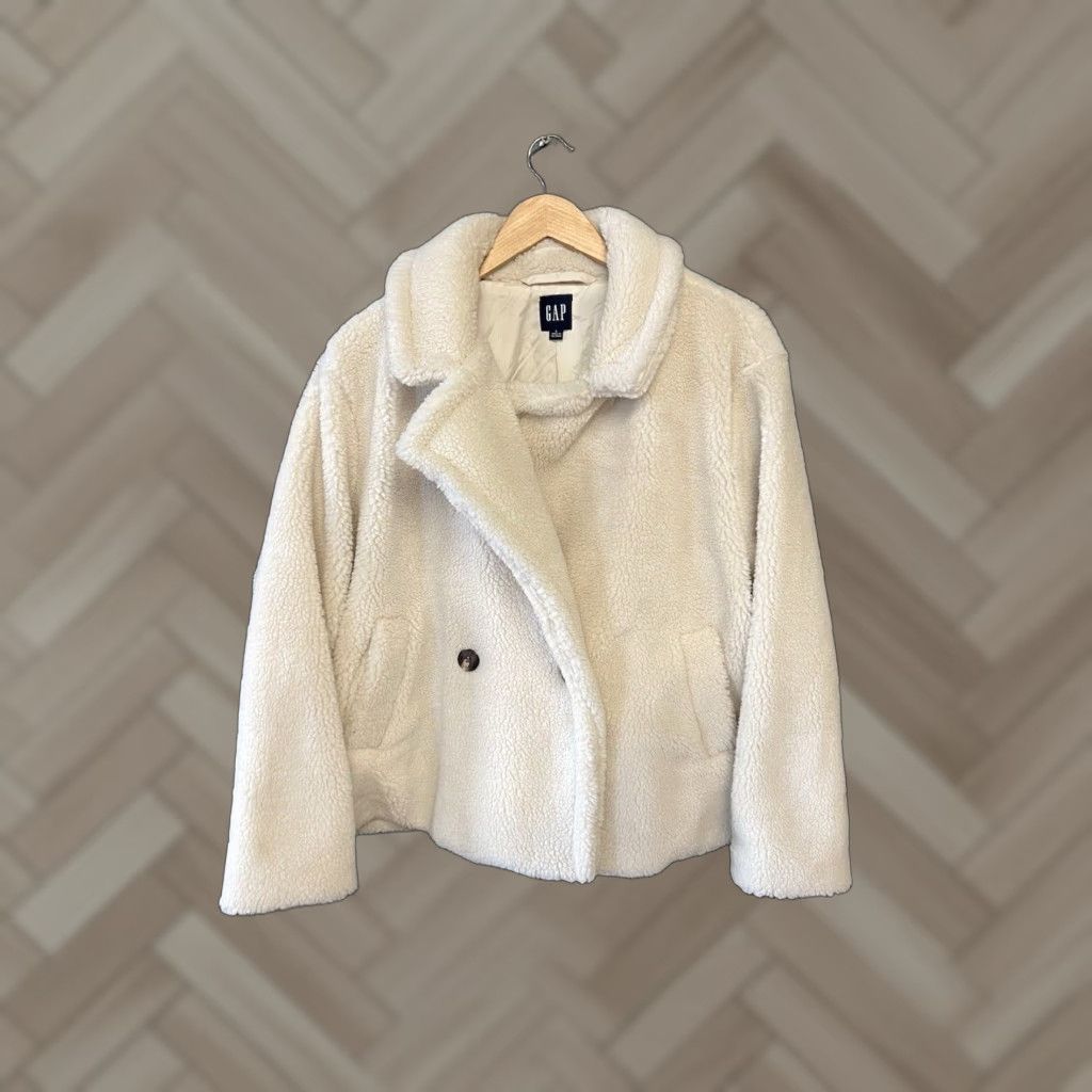 Gap Peacoat Jacket Ivory Size L Women Sherpa