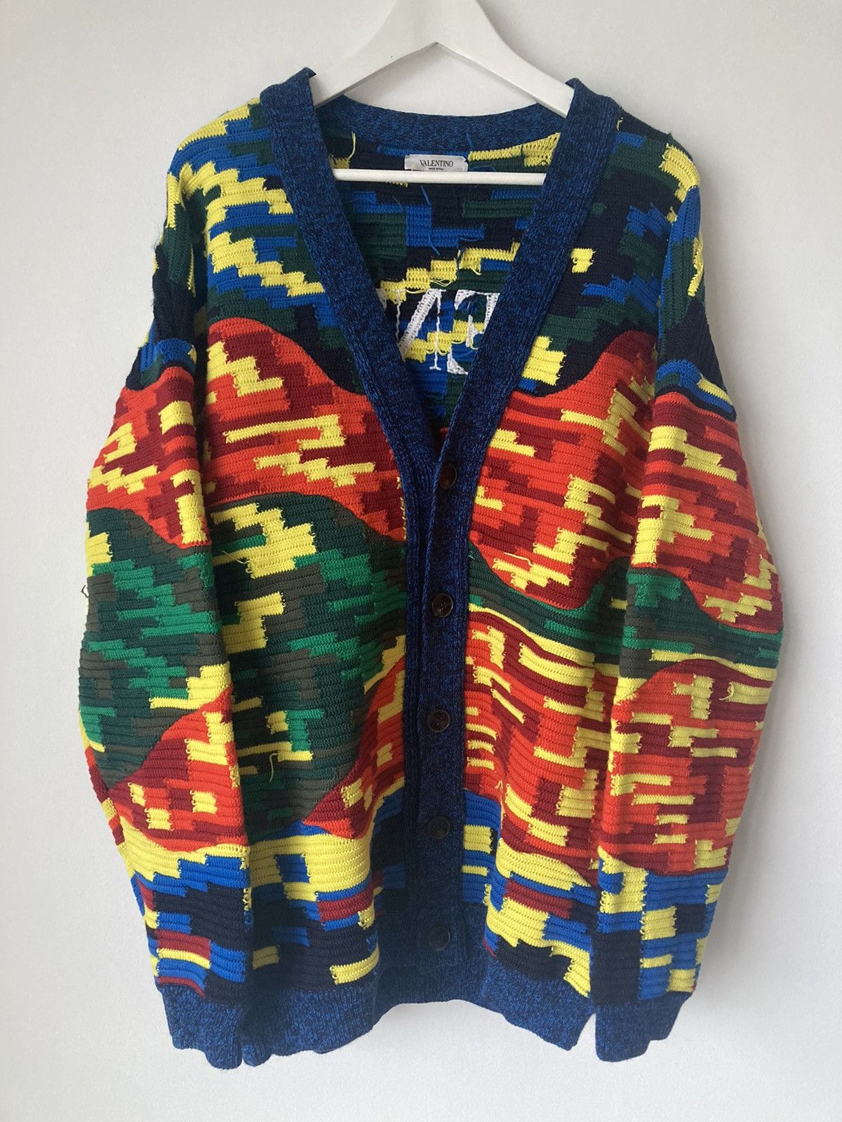 Valentino WOOL AND COTTON CARDIGAN WITH CAMOU7 MOTIF Size US S / EU 44-46 / 1 - 1 Thumbnail
