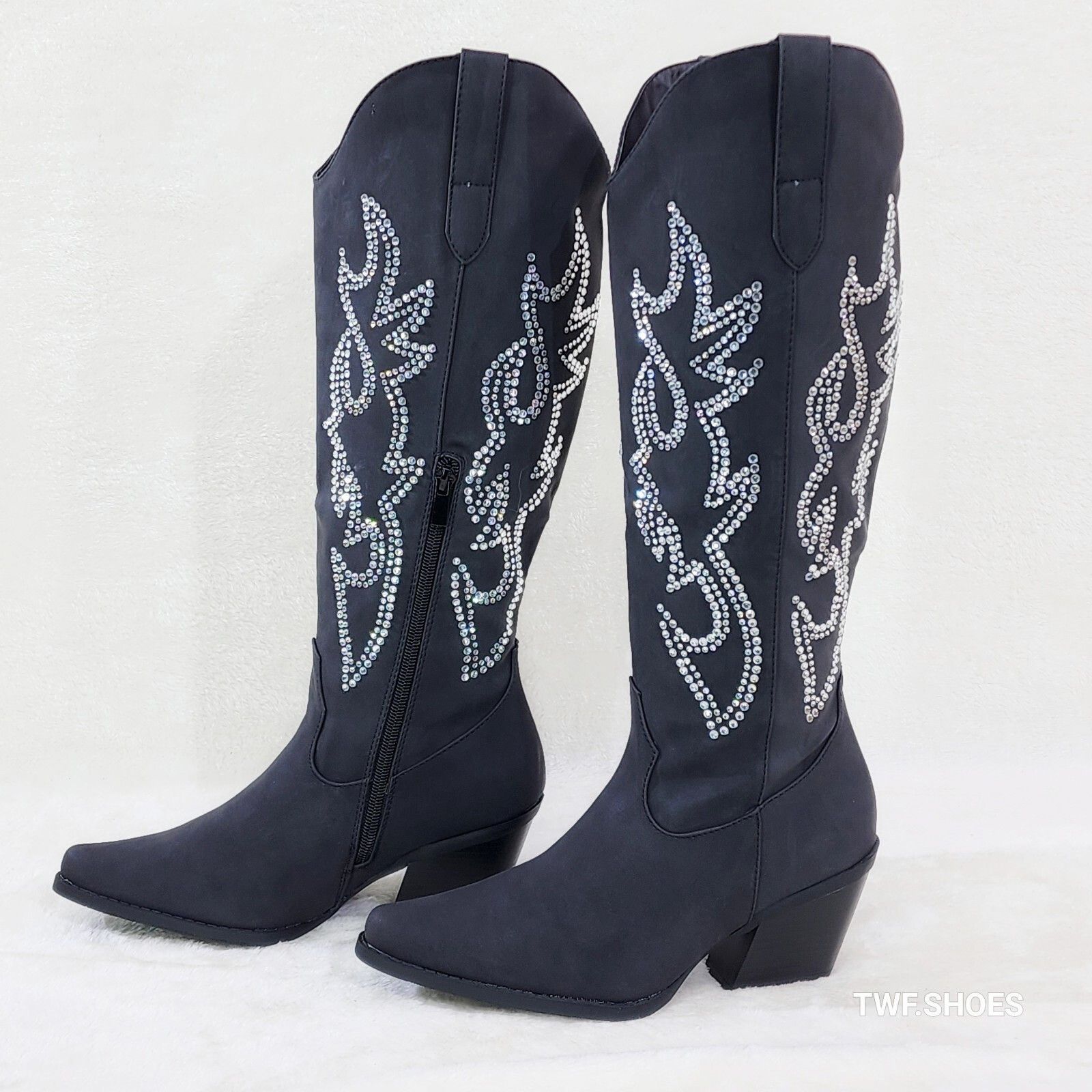 Ann Black Leatherette With Rhinestones Country Glam Western