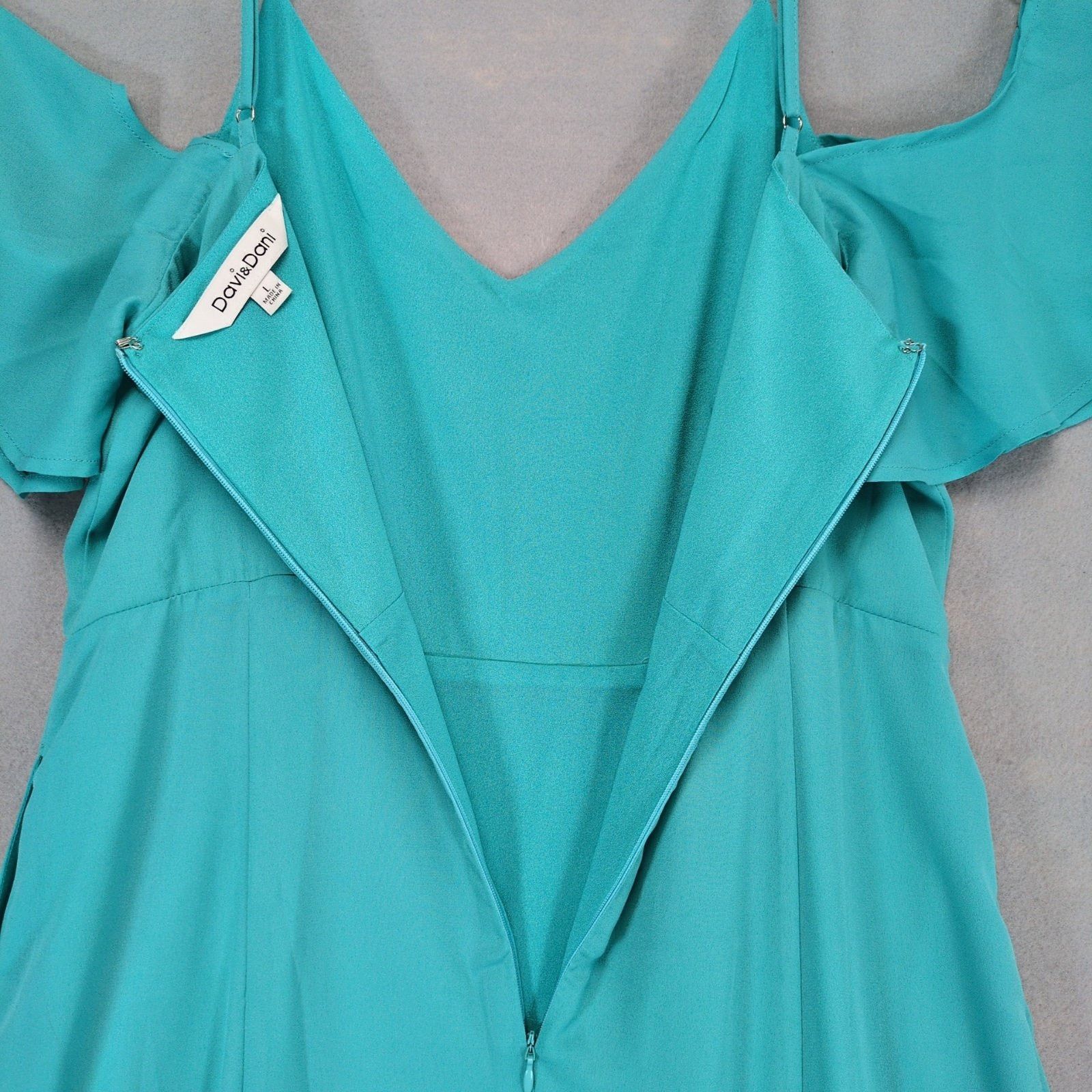 Other Davi & Dani Sz L Flutter Sleeve Teal Maxi Babydoll Dress Size L / US 10 / IT 46 - 4 Thumbnail