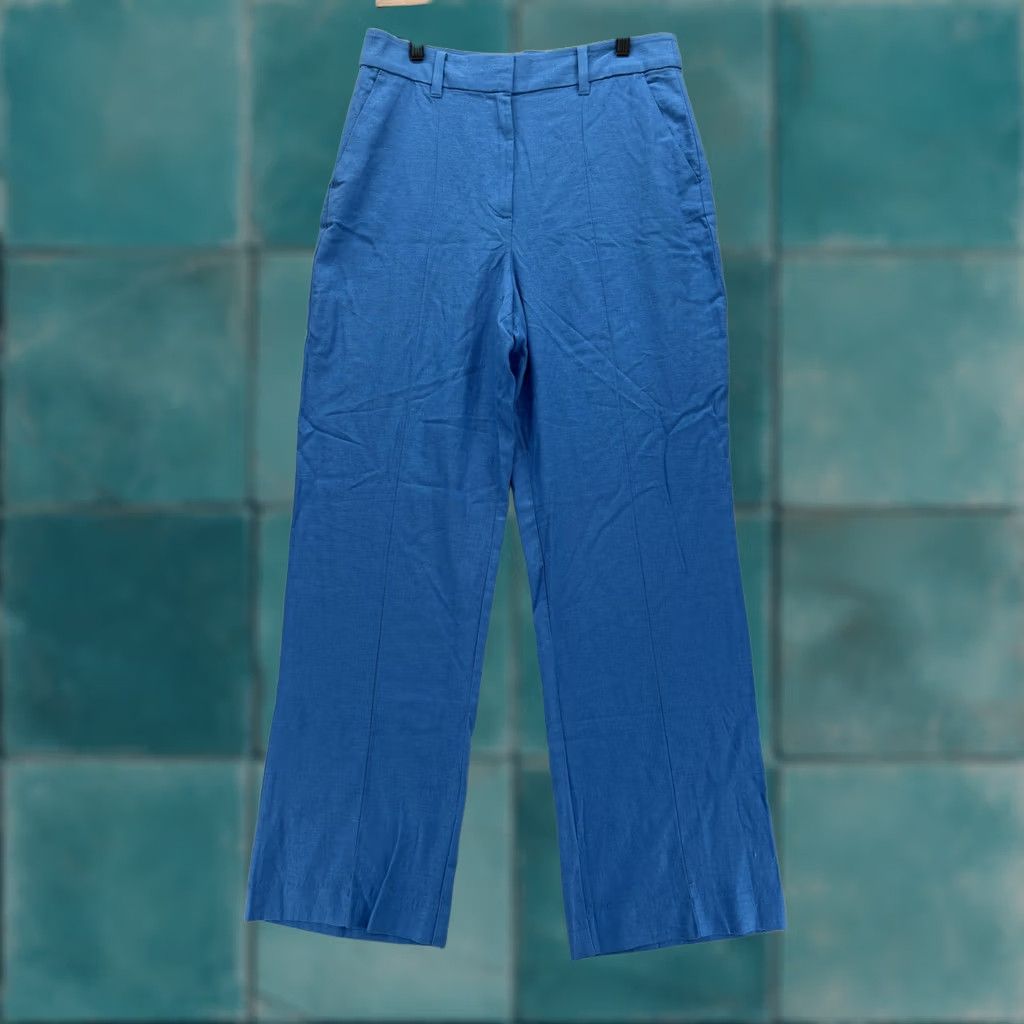 Ann Taylor Ann Taylor Factory The High Waist Wide Leg Dress Pants Womens 6 Blue Linen NWT Size 28" / US 6 / IT 42 - 1 Thumbnail