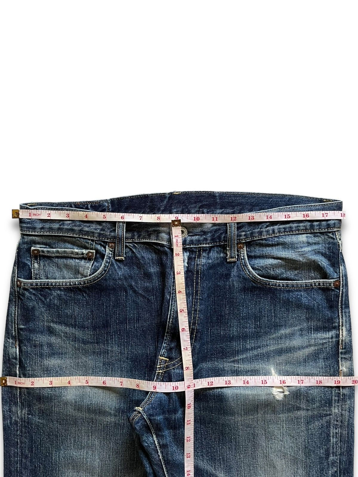 Japanese Brand × Uniqlo Vintage S002 Uniqlo Blue Wash Distressed Baggy Jeans Size US 36 / EU 52 - 12 Thumbnail