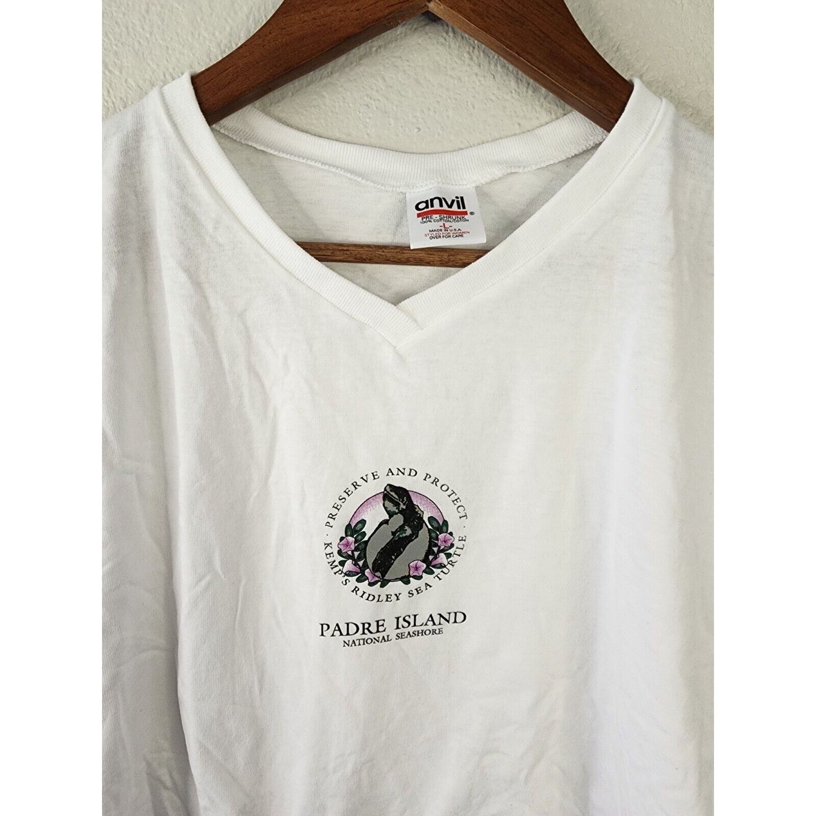Anvil Vintage Womens Padre Island Shirt Turtle Tee 90s Large VTG L Size L / US 10 / IT 46 - 2 Thumbnail