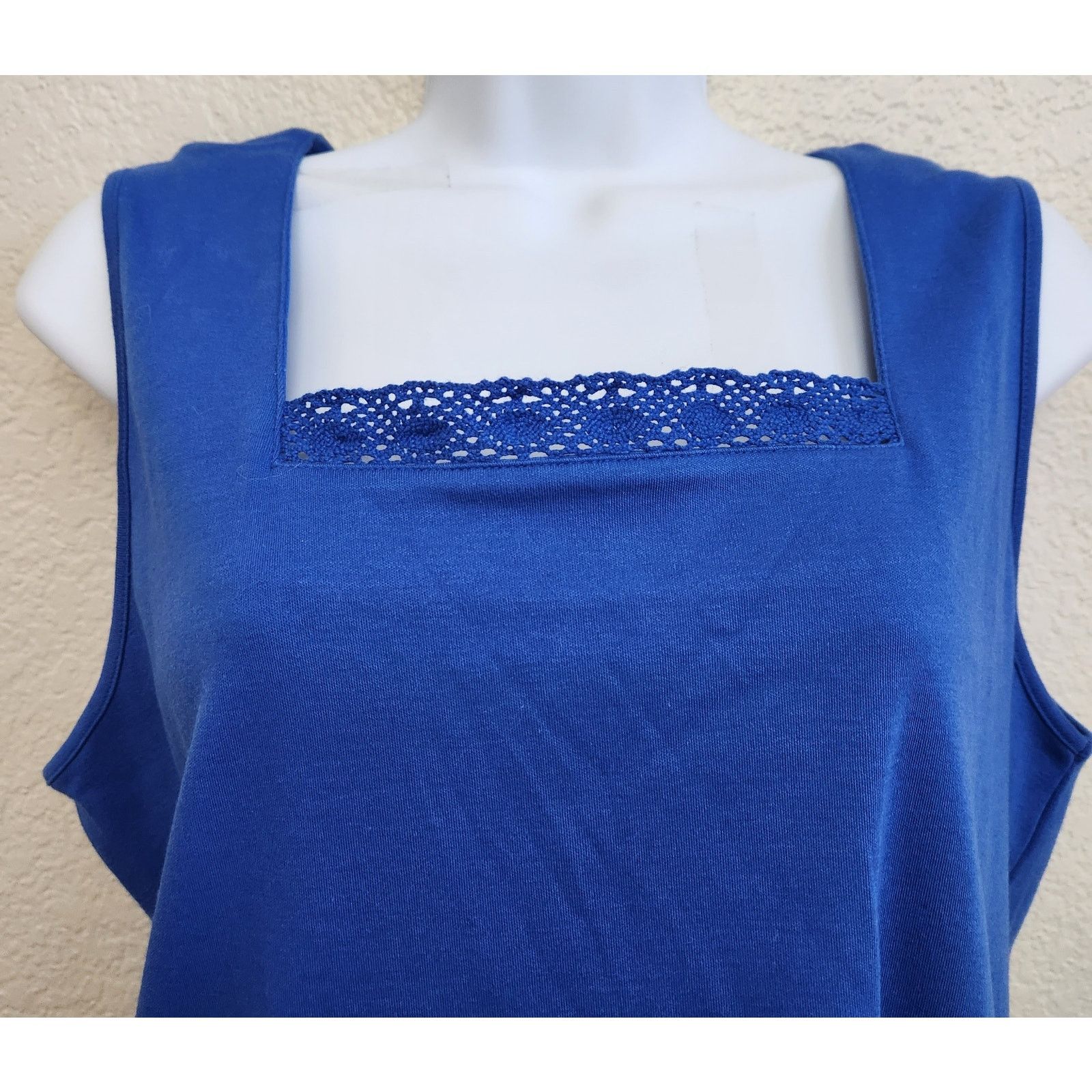 Other Draper's & Damon's Blue Lace Square Neck Sleeveless Top L Size L / US 10 / IT 46 - 2 Thumbnail