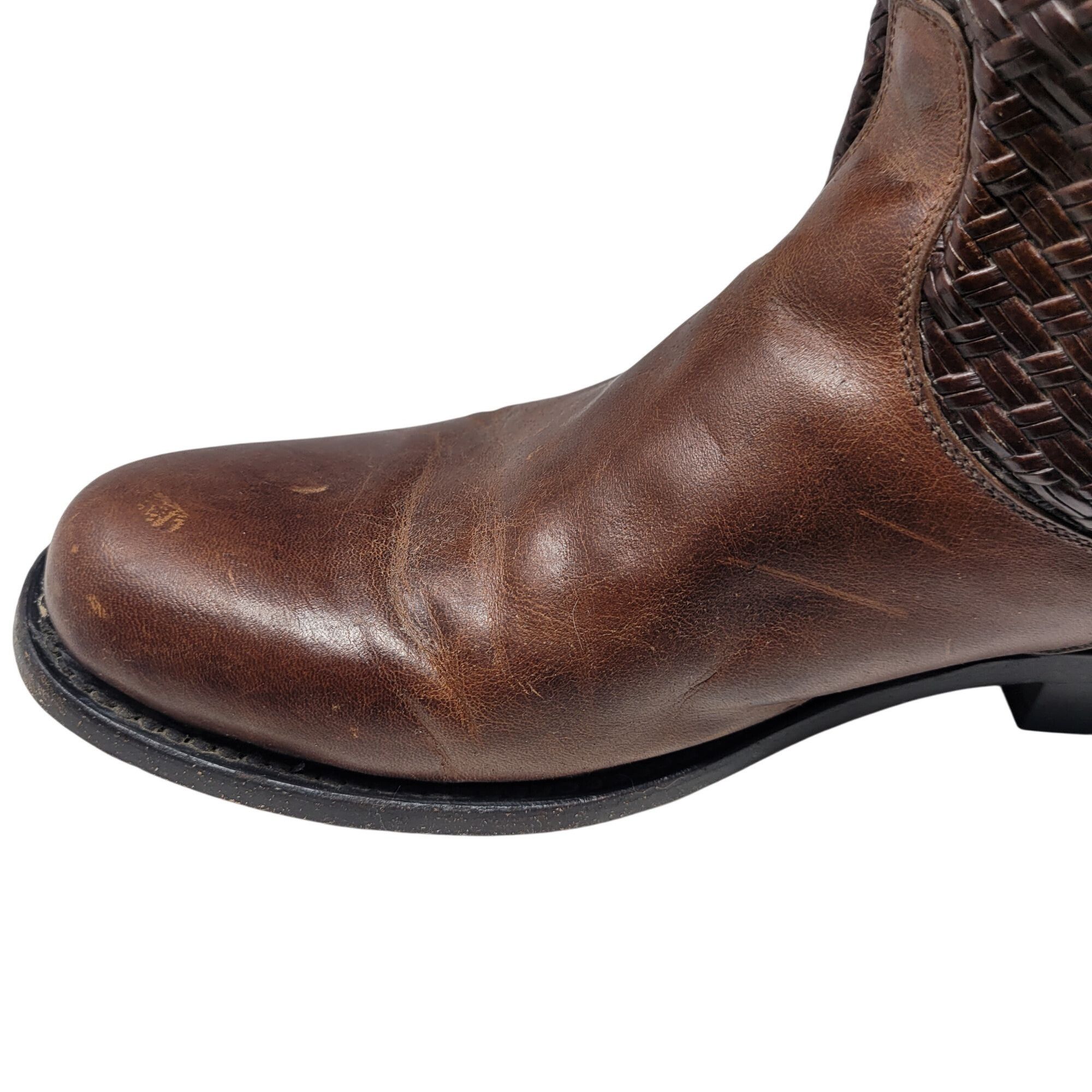 Stetson Vtg Stetson Knee-High Brown Woven Leather Equestrian Boots S Size US 8.5 / IT 38.5 - 5 Thumbnail