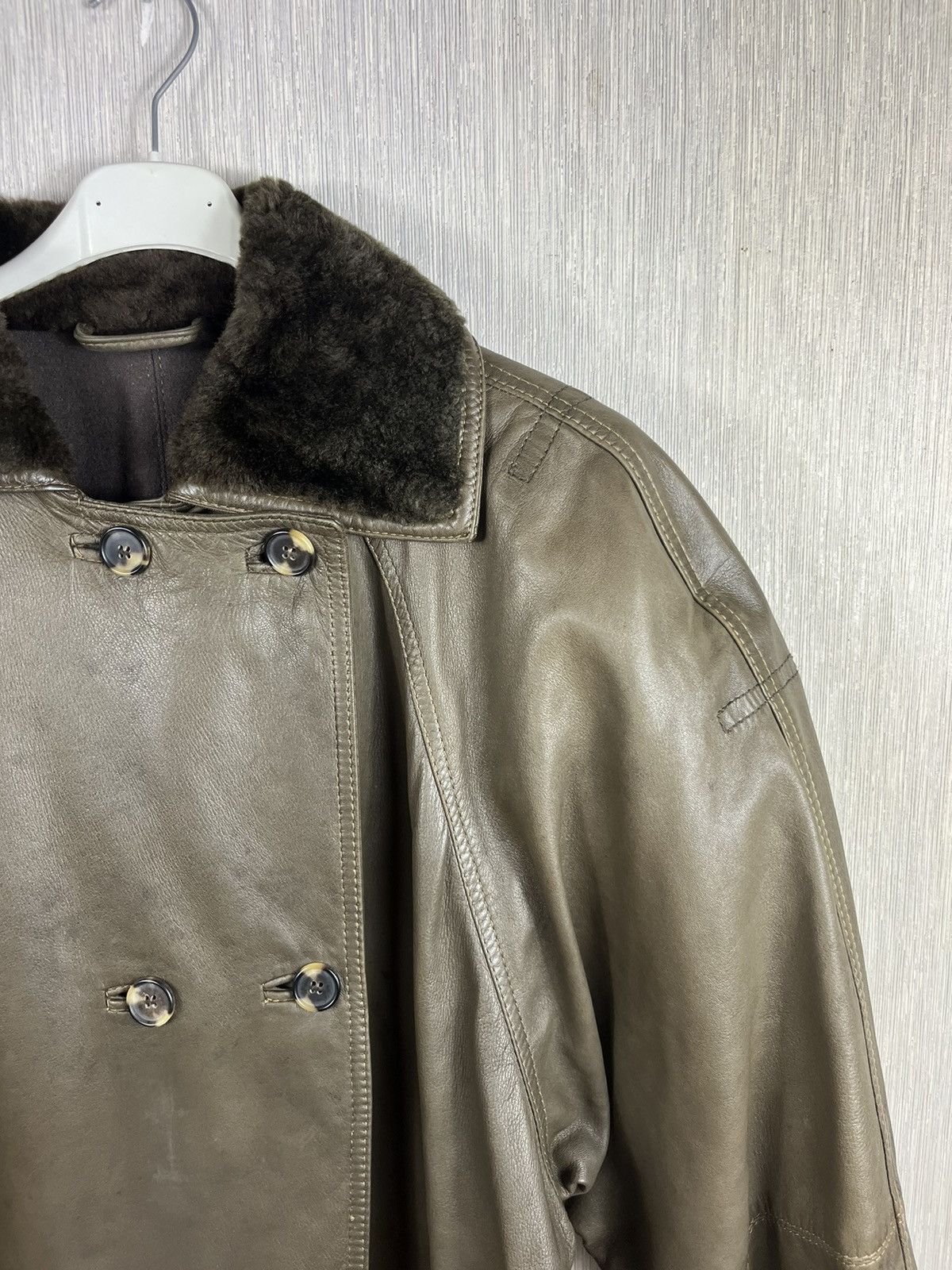 Versace × Vintage Vintage Gianni Versace leather double-breasted coat jacket Size US XL / EU 56 / 4 - 3 Thumbnail