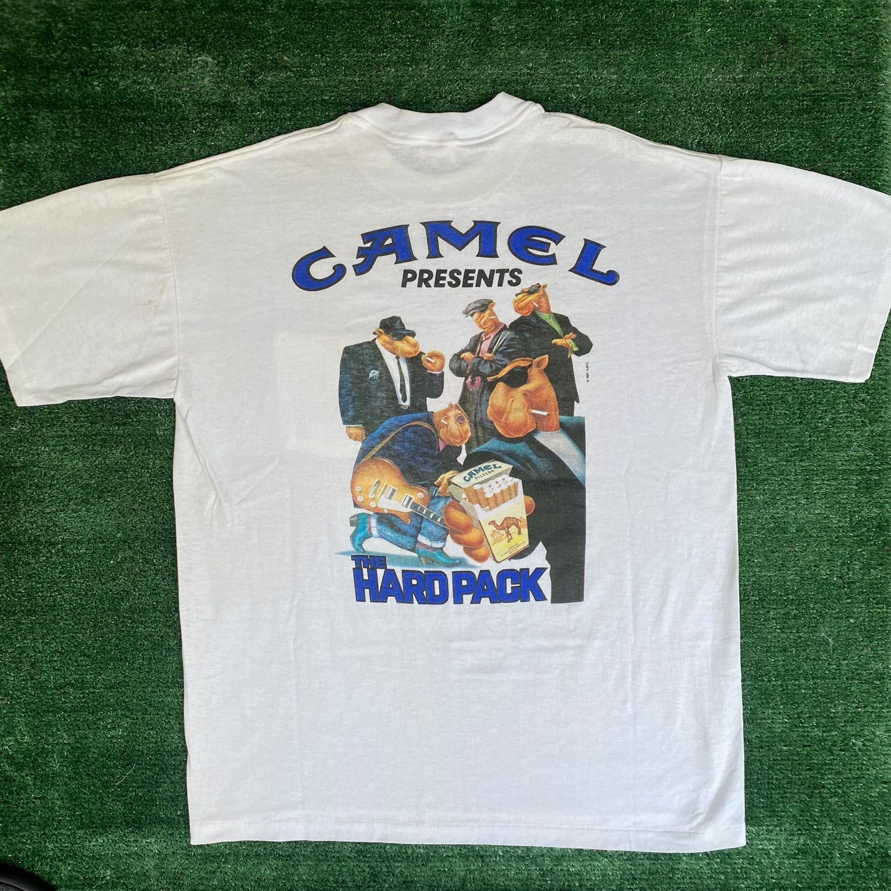 image of Vintage 90's Camel Joe Shirt White Hard Pack Logo Smoking Tee, Men's (Size XL)