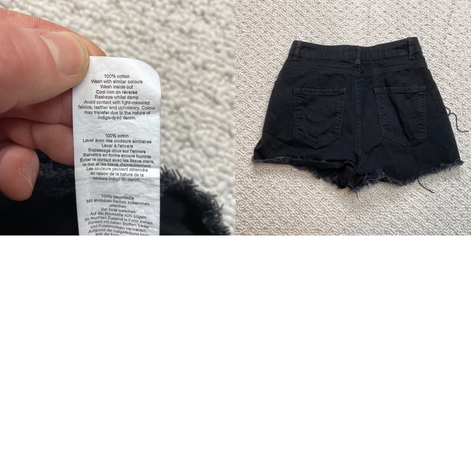 Boohoo Boohoo Blue Women’s Black Cutoff Jean Shorts Distressed Size 2 Fringed Raw Denim 3 in Inseam High Rise (Casual Party Travel) Mens? Size 26" / US 2 / IT 38 - 8 Thumbnail