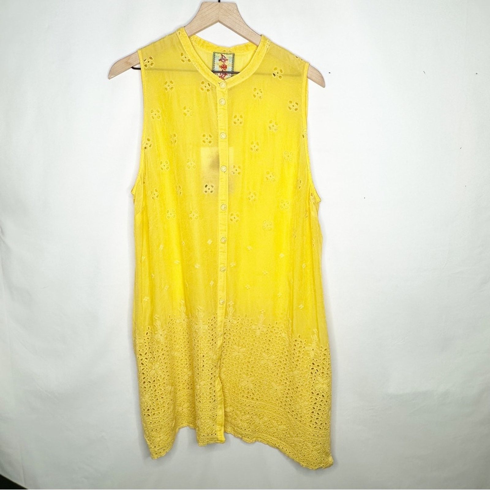 image of Johnny Was Darla Button Down Tunic Yellow NWT In Xl, Women's