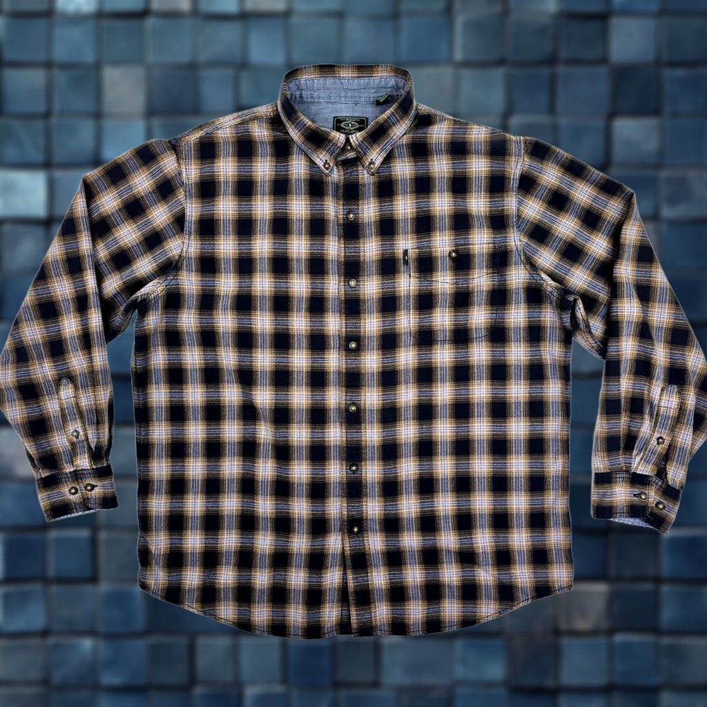Vintage GH Bass For Hard Service Flannel Button Shirt Men XL Yellow Black Plaid Shirt Size US XL / EU 56 / 4 - 1 Thumbnail