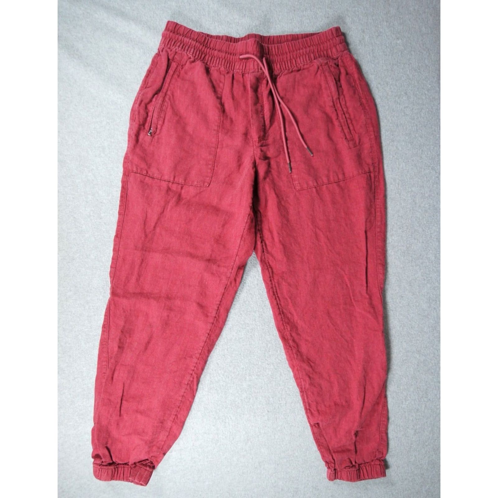Athleta Athleta Pants Womens 6 Red Jogger Linen Drawstring Casual Lounge Ladies Size 28" / US 6 / IT 42 - 2 Thumbnail