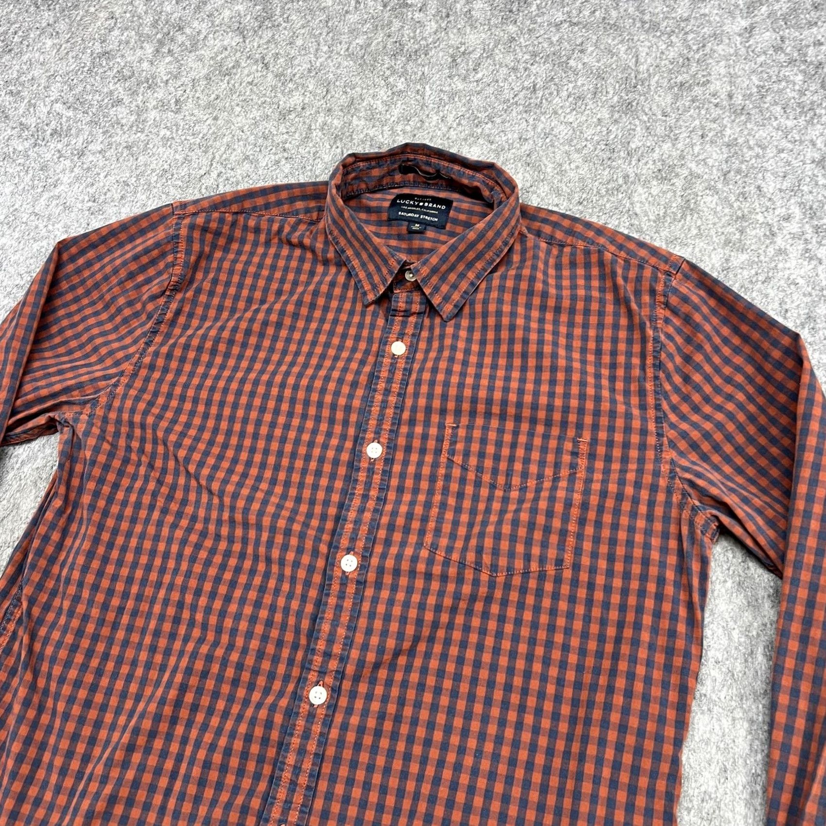 Lucky Brand Lucky Brand Shirt Mens M Blue Orange Check Slim Fit Saturday Stretch Long Sleeve Size US M / EU 48-50 / 2 - 4 Thumbnail