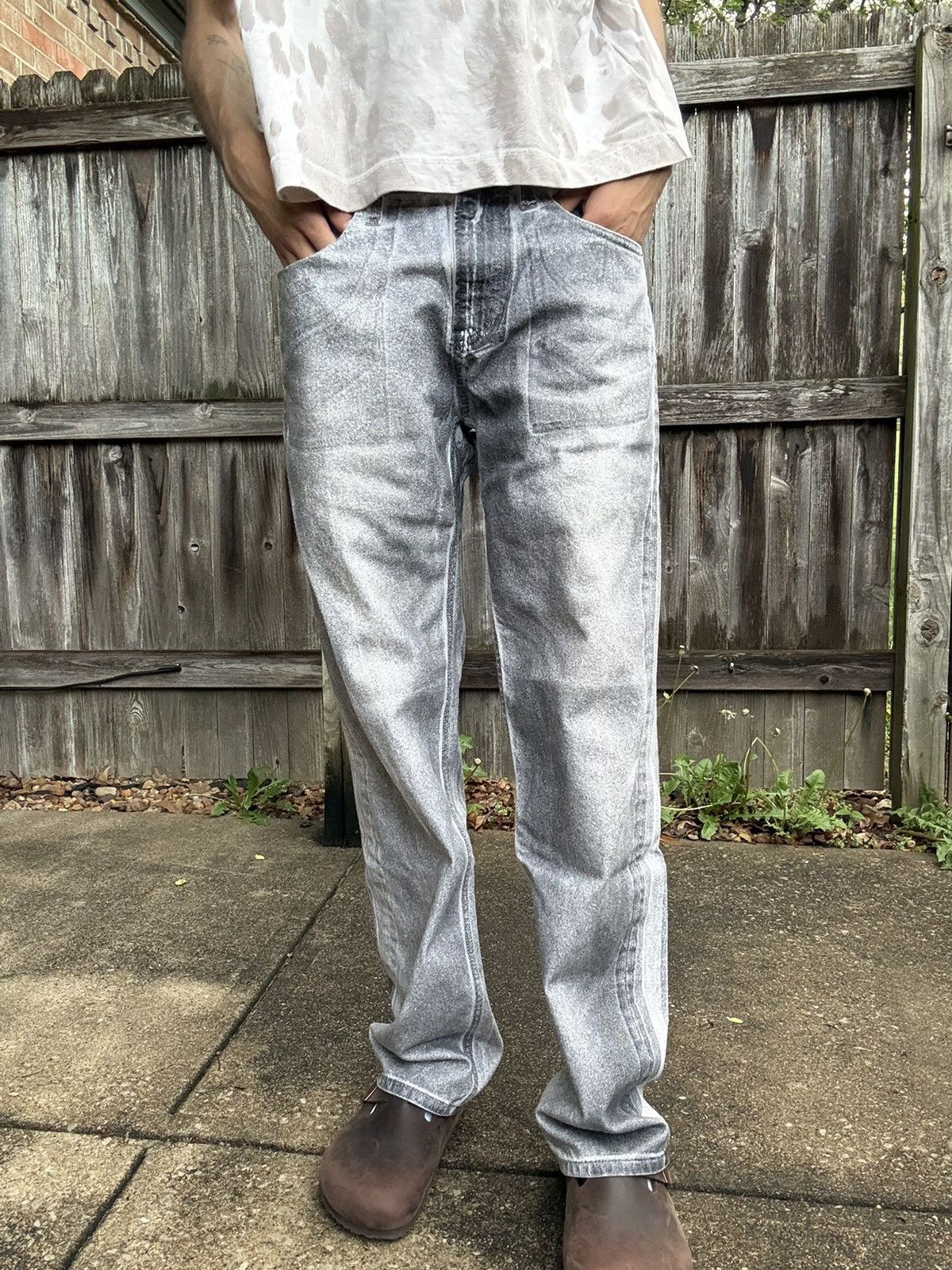 Calvin Klein Grey Faded 90s Straight Fit Vintage Acid Washed Denim Jeans Size US 30 / EU 46 - 1 Thumbnail