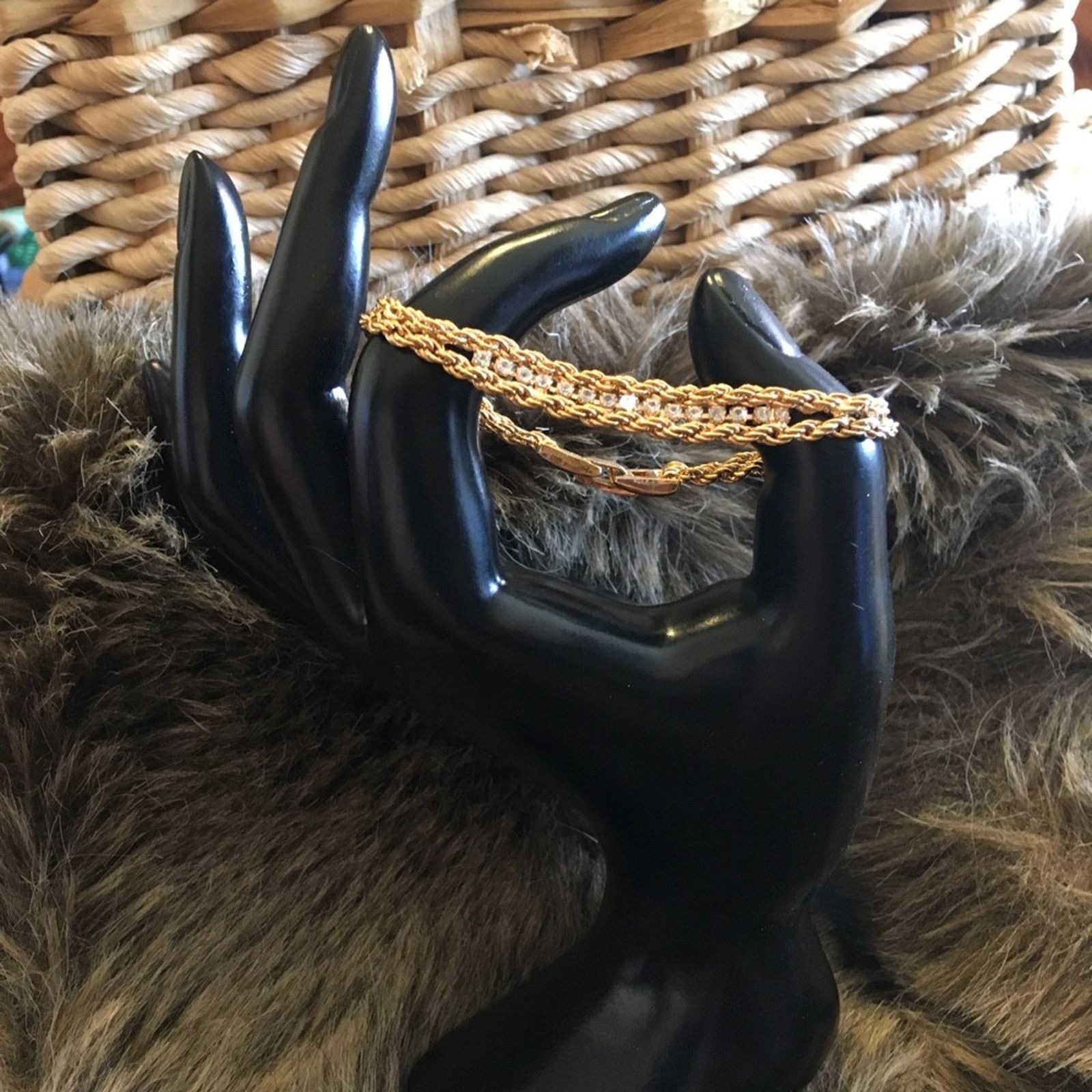 Vintage Vintage 70s double rope chain rhinestone bracelet Size ONE SIZE - 2 Thumbnail