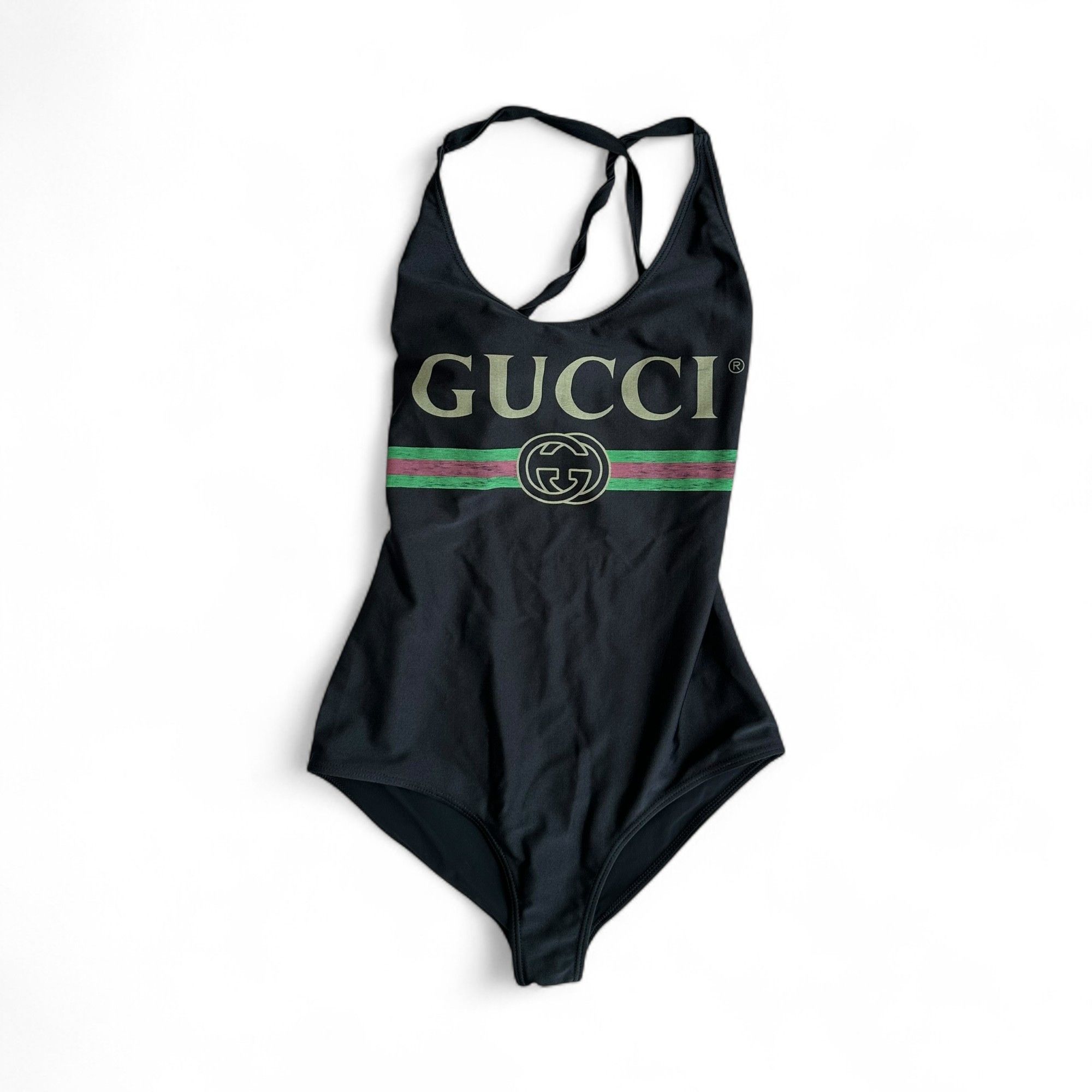 Gucci Swimsuit Belt Logo Classic Black size XXS