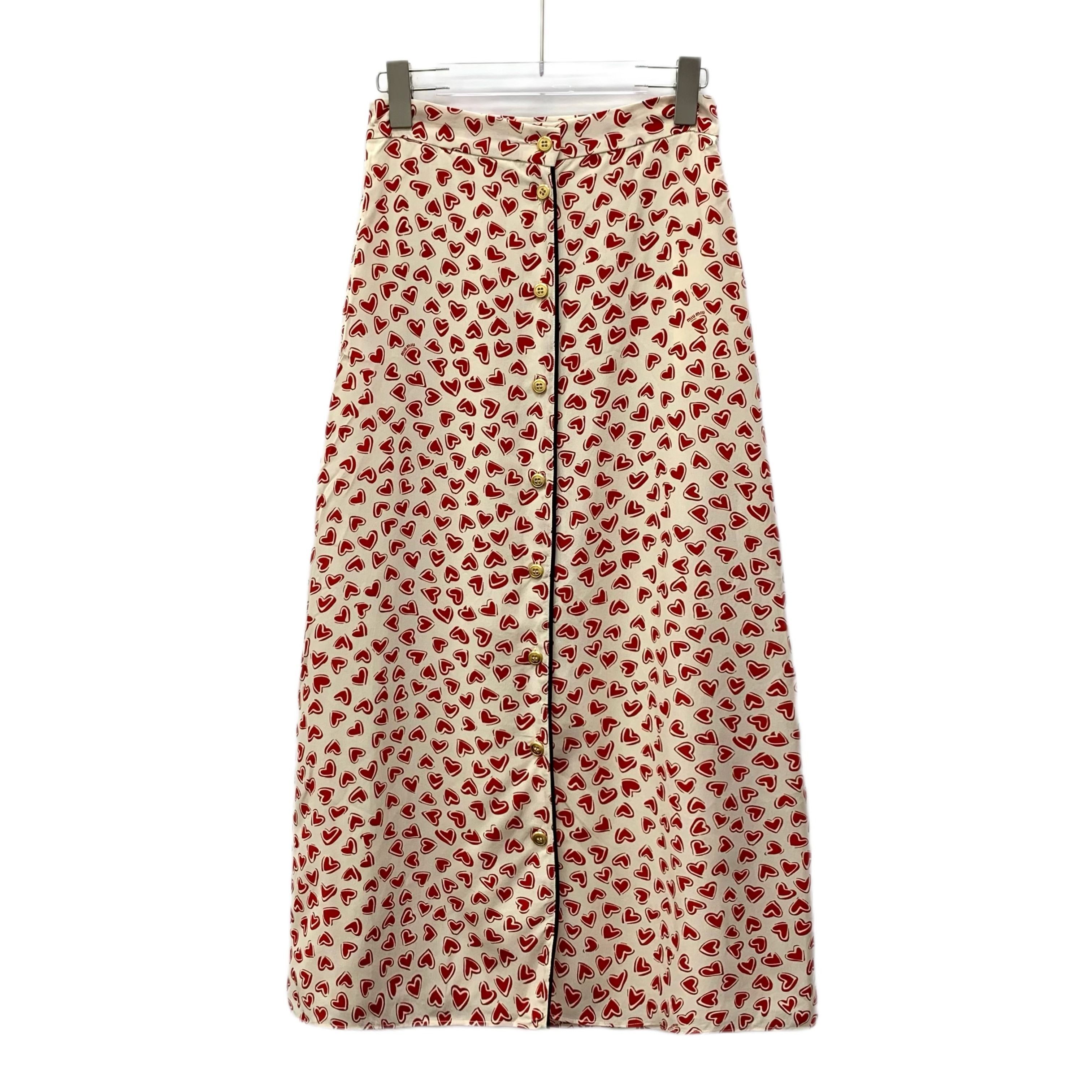 Miu Miu Skirt Multicolor Heart Print Button-Up Casual Skirt