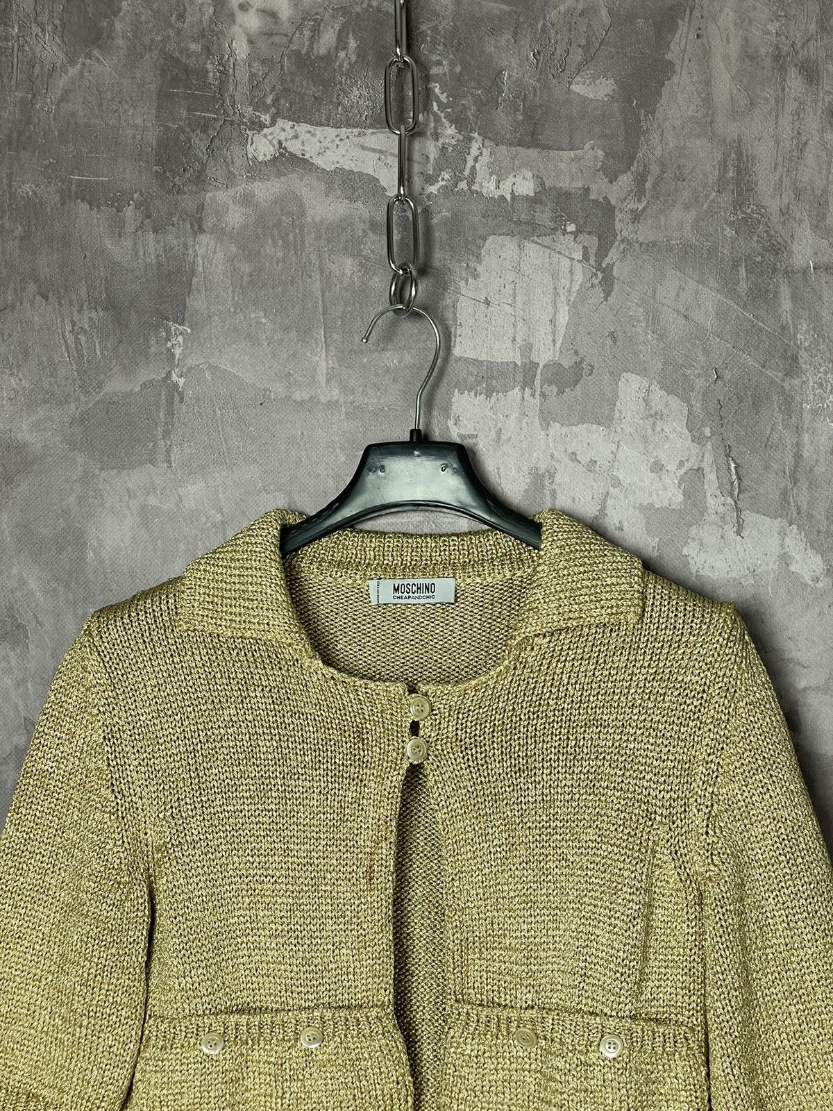 Moschino × Vintage Moschino Cheap and Chic Golden Tweed Mini Blazer Size S / US 4 / IT 40 - 4 Thumbnail