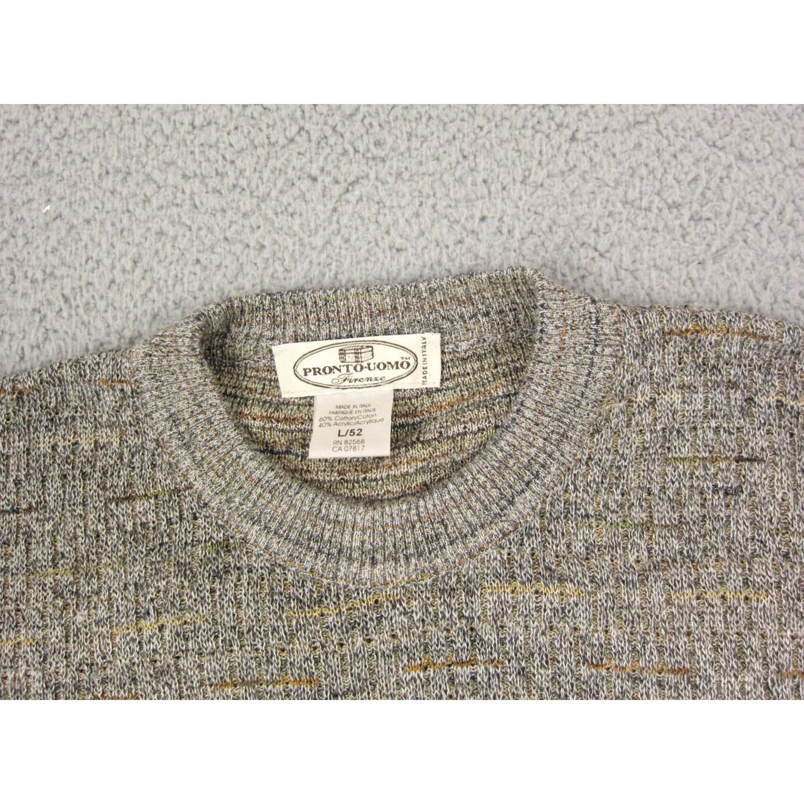 Pronto Uomo VINTAGE Pronto Uomo Sweater Mens L Brown Fleck Geometric Knit Made Italy Size US L / EU 52-54 / 3 - 3 Thumbnail