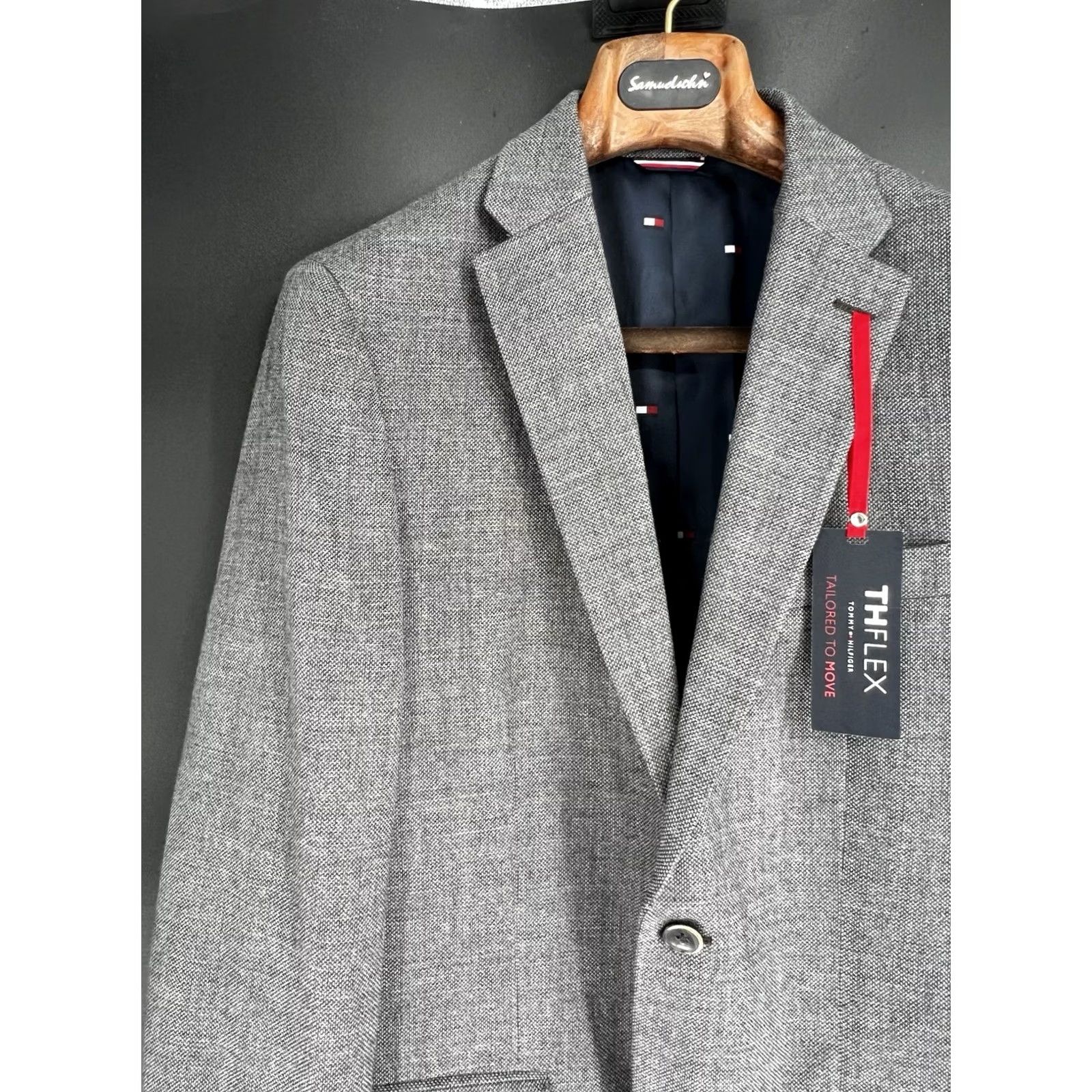 Tommy Hilfiger Tommy Hilfiger Sport Coat Jacket Gray 40 L Modern Fit Notch Lapel Double-Vented Plaid Wool Blend Formal Casual Mens Regular Blazer Coat Size 40R - 5 Thumbnail