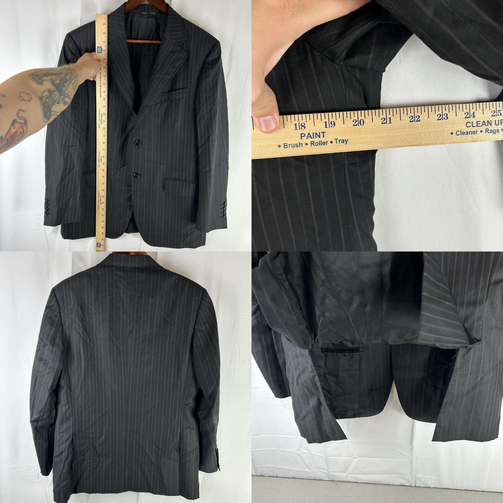 Canali VINTAGE Canali Blazer Mens 40R EU 50 Black Pinstripe Super 120's Wool Made in Italy Size 50R - 9 Thumbnail