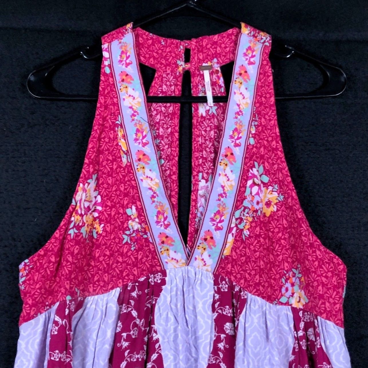 Free People Free People Women’s Blouse Multi Pink Dream Darlin’ Printed Deep V Sleeveless S Tank Halter Neck Casual Workwear Party/Cocktail Women S Size S / US 4 / IT 40 - 3 Thumbnail