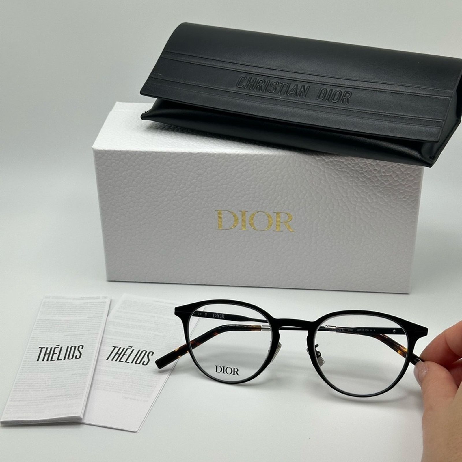 Dior NEW Dior Eyeglasses Phantos DiorEssentialO RU 1100 Black Men Size ONE SIZE - 10 Thumbnail
