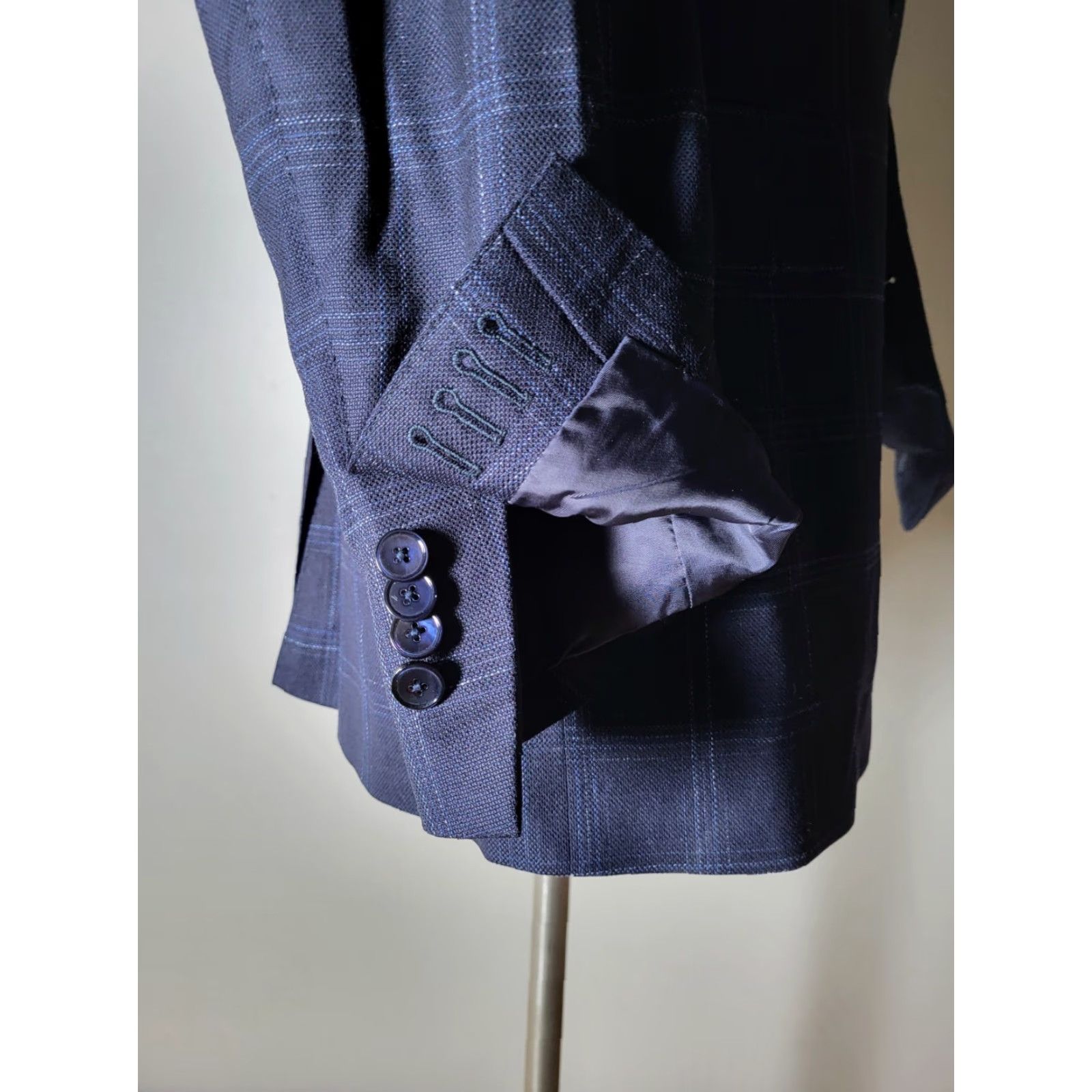 Suitsupply Suitsupply La Spalla Wool Silk Blue Black Plaid Jacket Blazer Sport Coat 46R Men Shirt? Size 46R - 4 Thumbnail