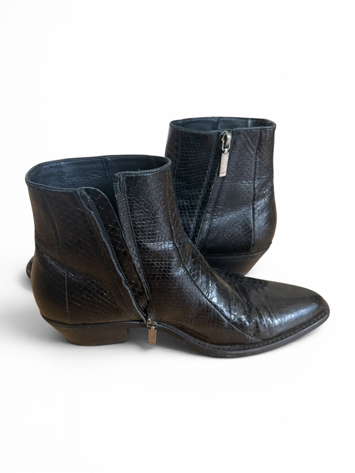 Saint Laurent Paris Saint Laurent Lukas Genuine Python Skin Ankle Boots Size US 11 / EU 44 - 3 Thumbnail