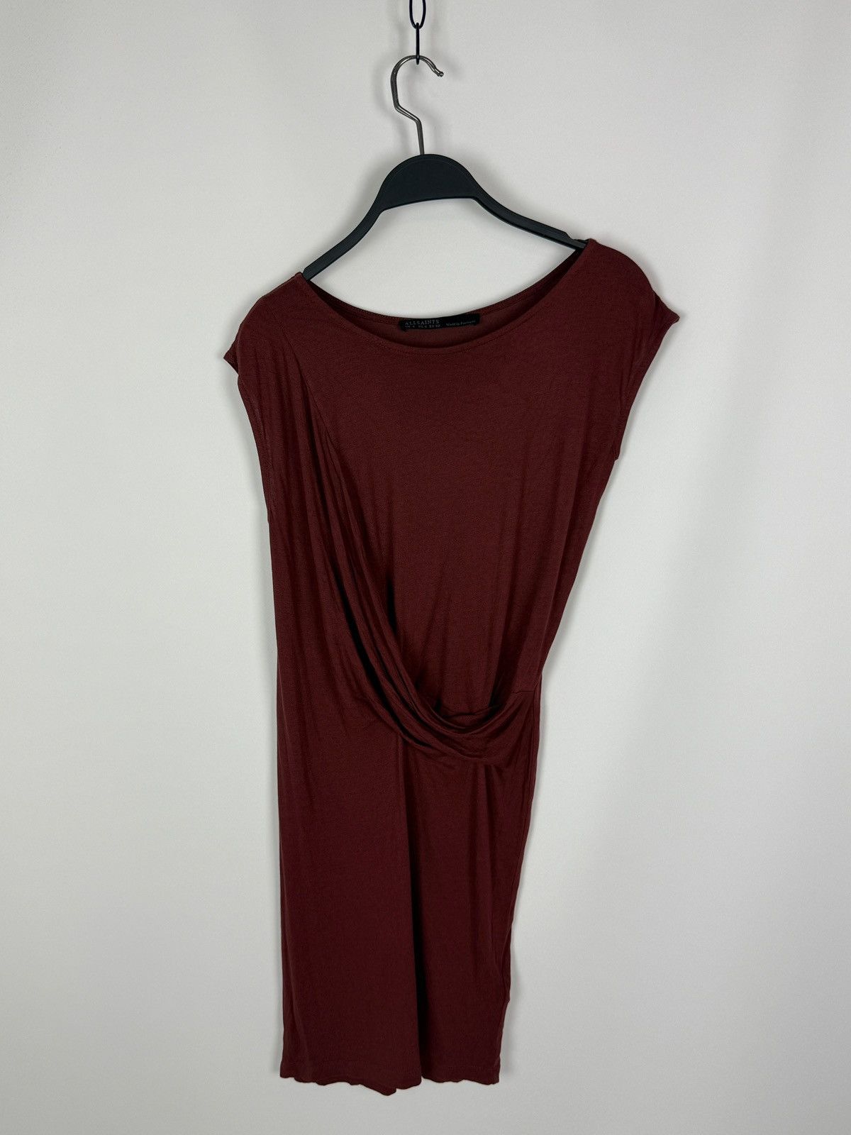 Allsaints Allsaint Sabie Maroon Draped Ruched Sleveless Mini Dress XS Size XS / US 0-2 / IT 36-38 - 3 Thumbnail