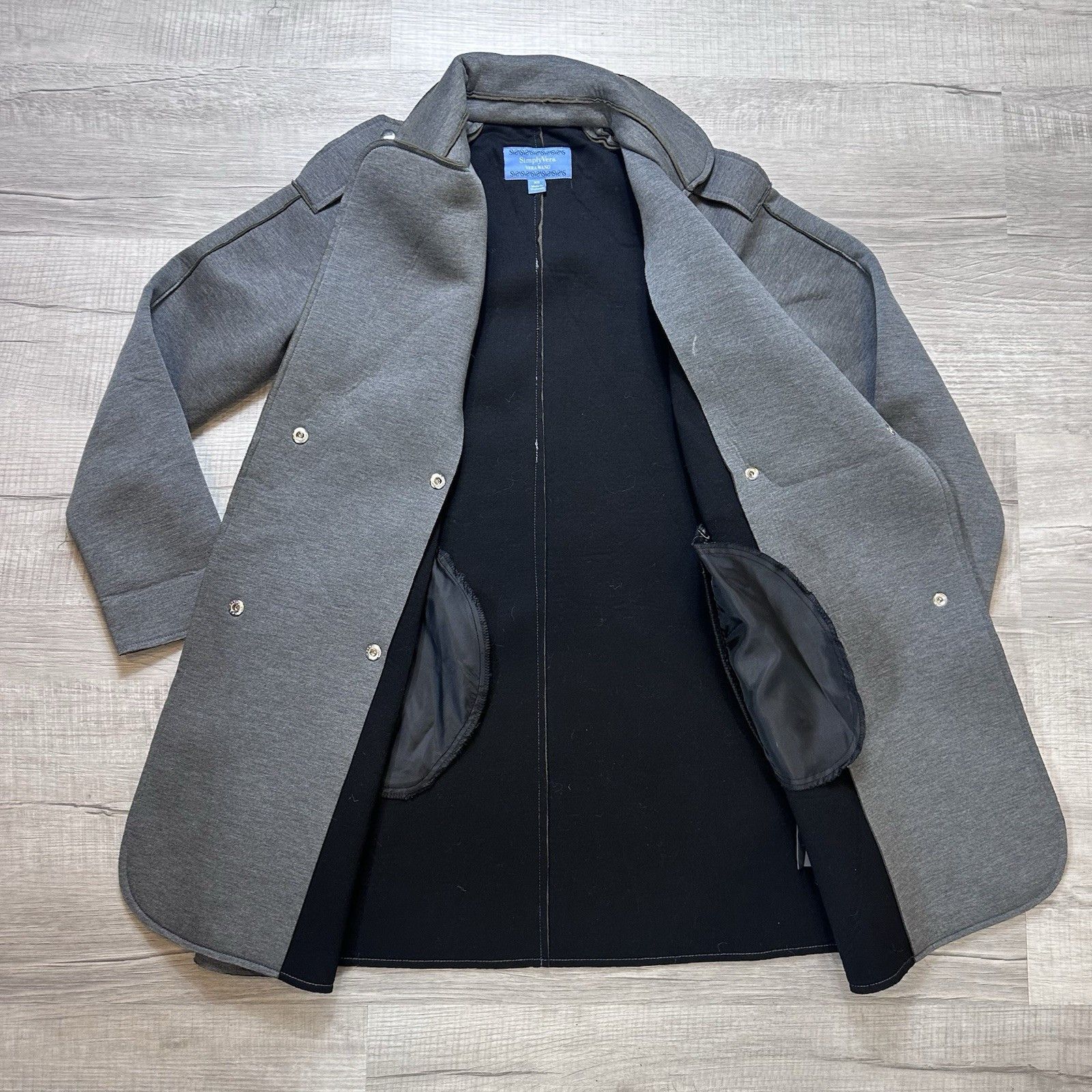 Vera Wang Simply Vera Wang Womens Double-Breasted Neoprene Suba Coat Size XS / US 0-2 / IT 36-38 - 8 Thumbnail